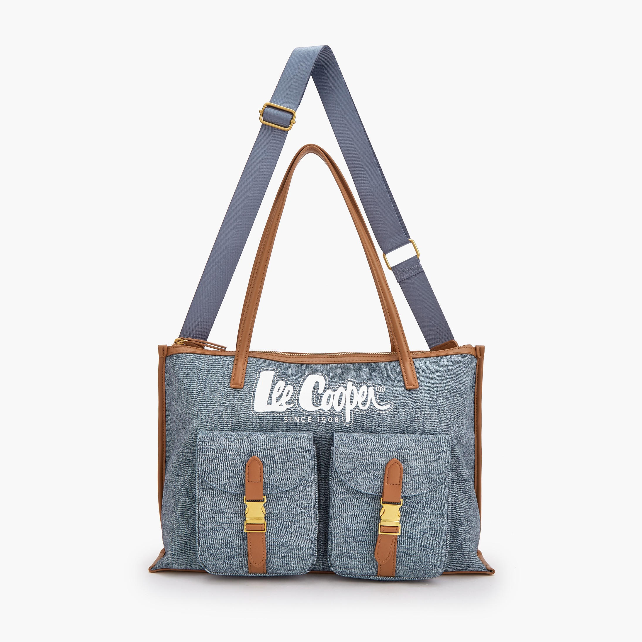 شنطة توت دينم بجيوب بإبزيم إغلاق من لي كوبر-women-bagsandwallets-handbags-image-2