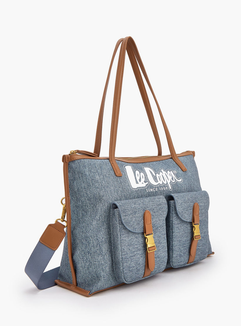 شنطة توت دينم بجيوب بإبزيم إغلاق من لي كوبر-women-bagsandwallets-handbags-image-3