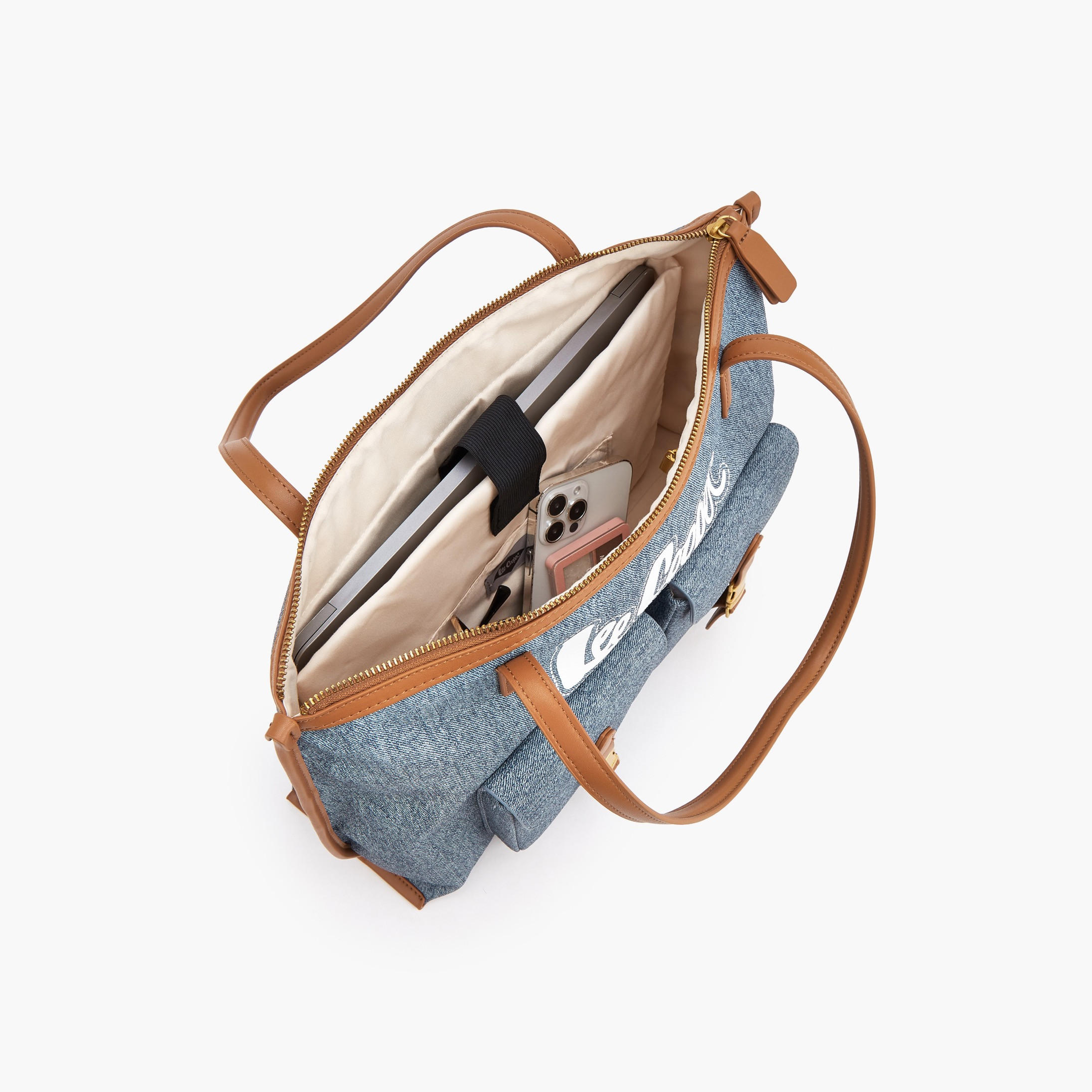 شنطة توت دينم بجيوب بإبزيم إغلاق من لي كوبر-women-bagsandwallets-handbags-image-7