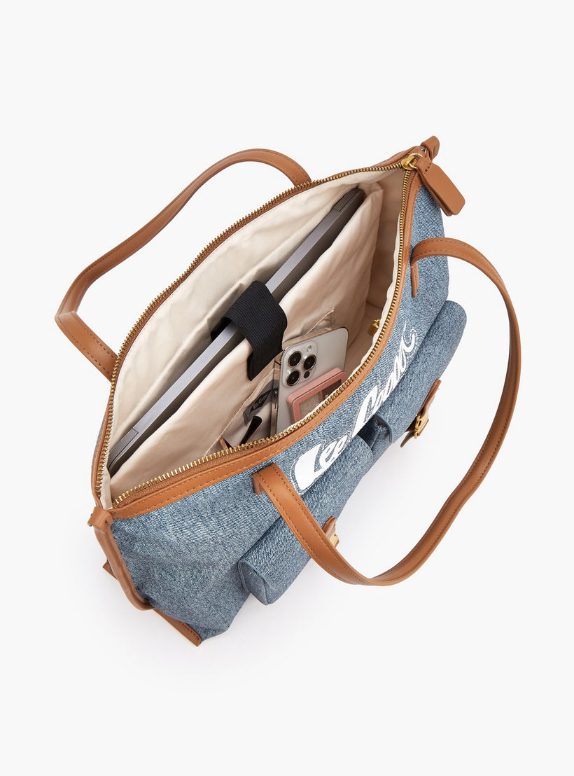 شنطة توت دينم بجيوب بإبزيم إغلاق من لي كوبر-women-bagsandwallets-handbags-image-7