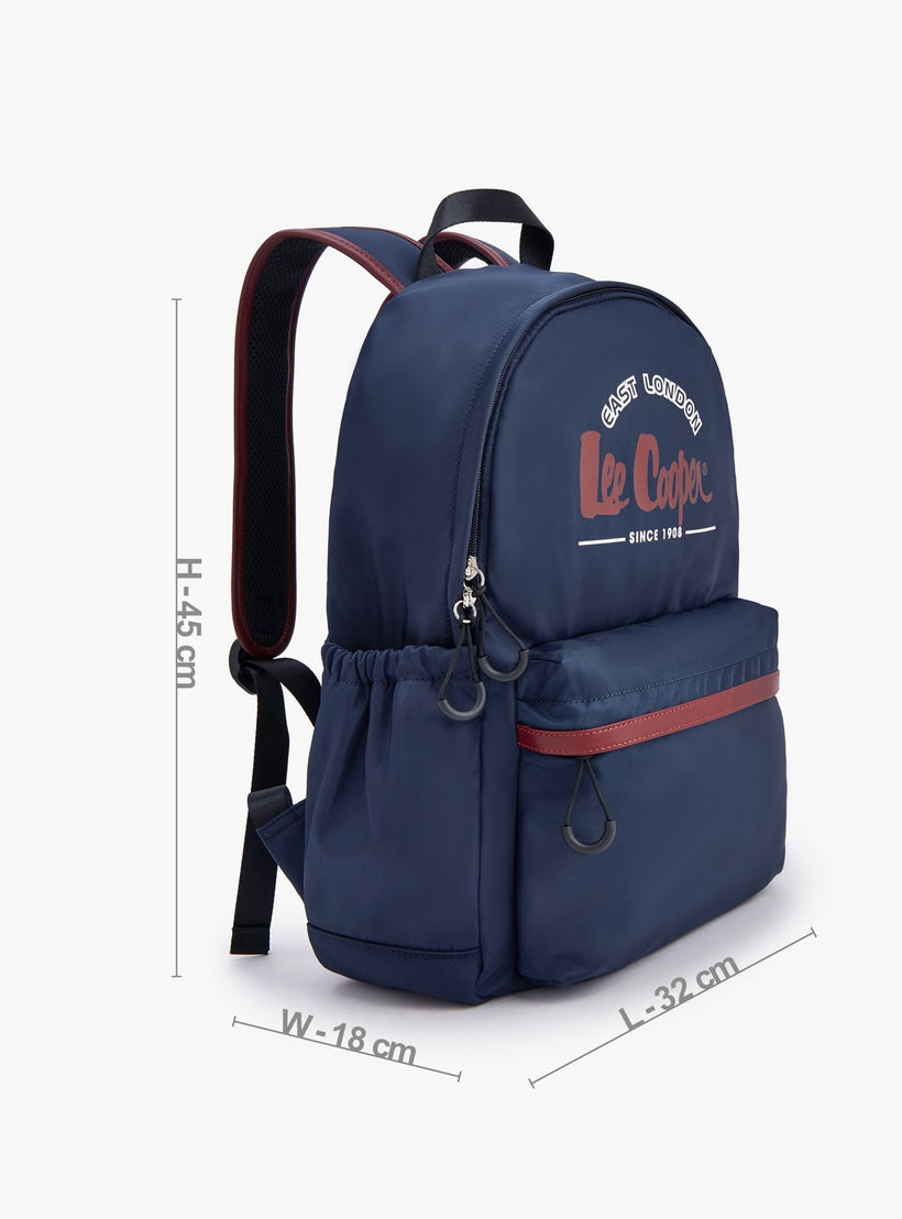 Lee Cooper Logo Print Backpack with Front Pocket-school-bagsandbackpacks-backpacks-image-2