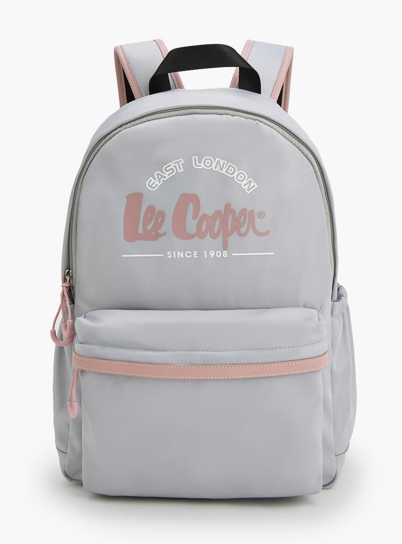 Lee Cooper Logo Print Backpack with Front Pocket-school-bagsandbackpacks-backpacks-image-1