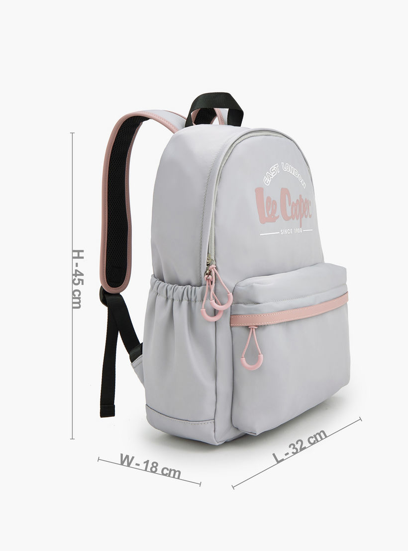 Lee Cooper Logo Print Backpack with Front Pocket-school-bagsandbackpacks-backpacks-image-2