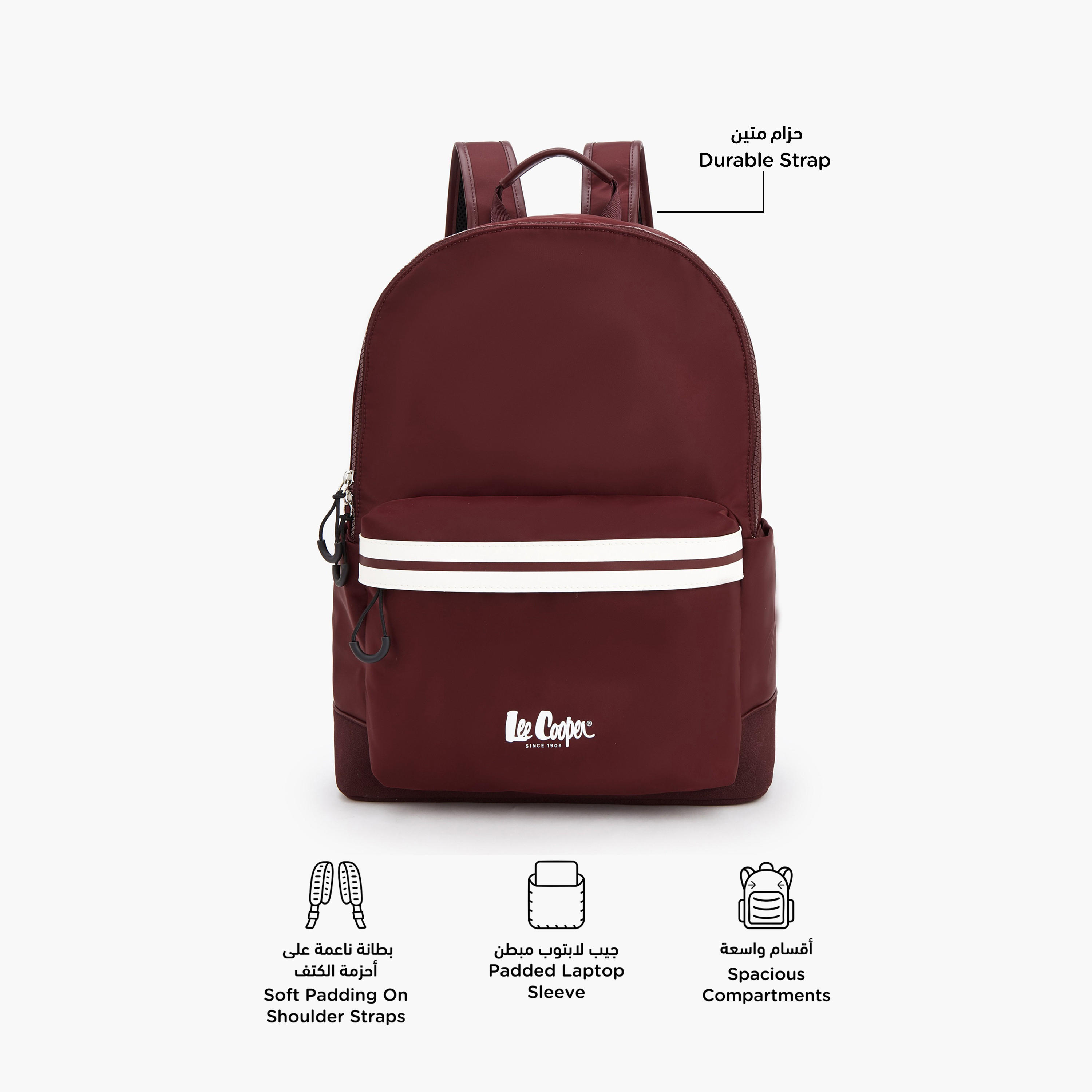 Lee Cooper Logo Print Backpack with Adjustable Shoulder Straps-school-bagsandbackpacks-backpacks-image-4
