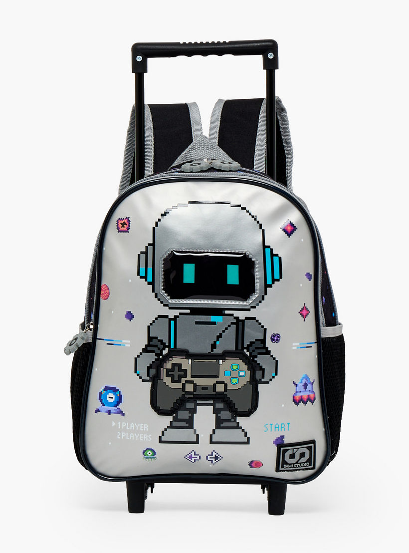 SAMI STUDIO Robot Print 3-Piece School Trolley Bag Set for Boys 2-5 Years with Lunch Bag - 12 inches-school-bagsandbackpacks-trolleybags-image-4