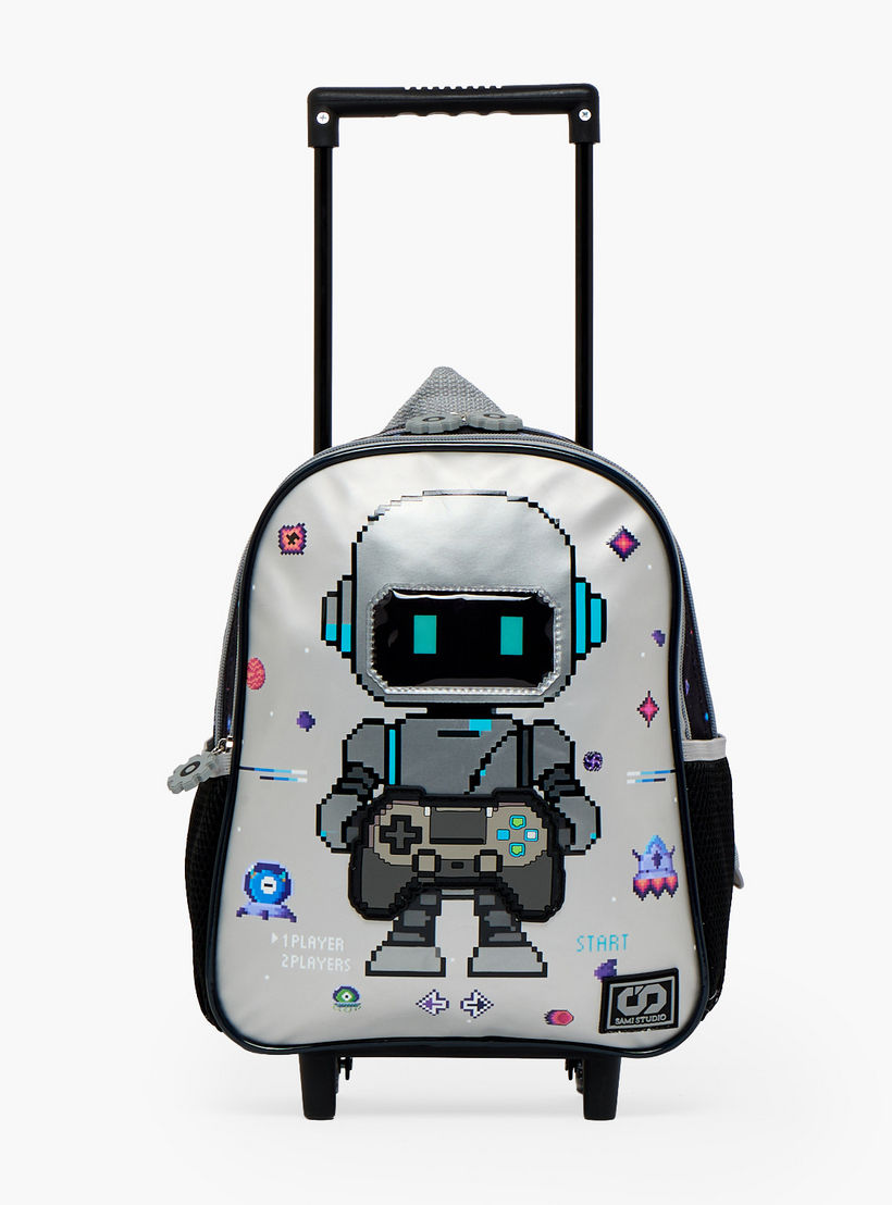 SAMI STUDIO Robot Print 3-Piece School Trolley Bag Set for Boys 2-5 Years with Lunch Bag - 12 inches-school-bagsandbackpacks-trolleybags-image-5