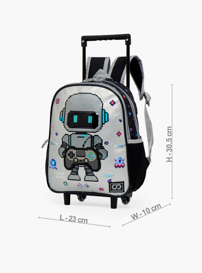 SAMI STUDIO Robot Print 3-Piece School Trolley Bag Set for Boys 2-5 Years with Lunch Bag - 12 inches-school-bagsandbackpacks-trolleybags-image-9