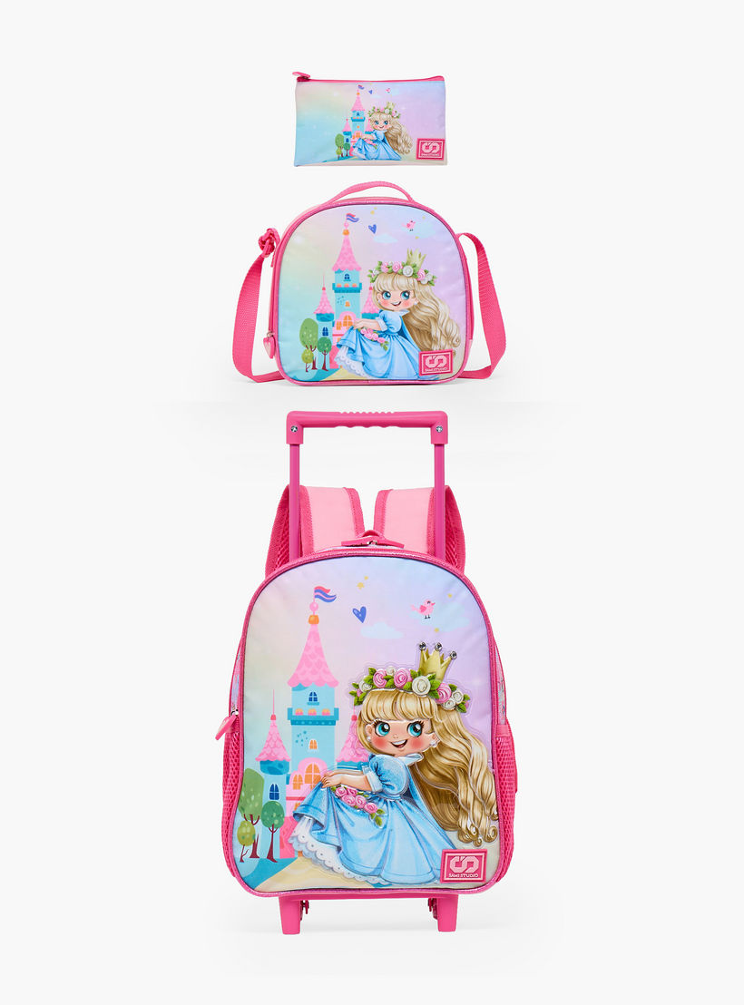 SAMI STUDIO Princess 3-Piece School Trolley Bag Set for Girl 2-5 Years with Lunch Bag - 12 inches-school-bagsandbackpacks-trolleybags-image-2