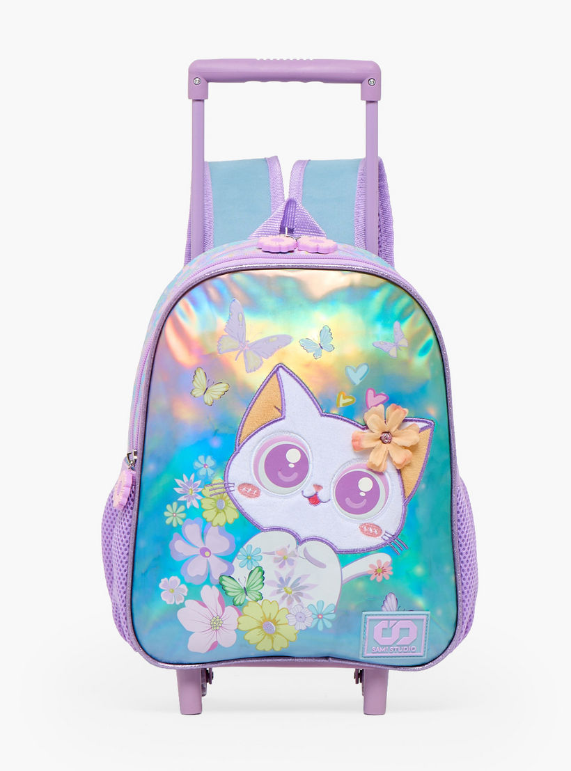 SAMI STUDIO Cat Print 3-Piece School Trolley Bag Set for Girls 2-5 Years with Lunch Bag - 12 inches-school-bagsandbackpacks-trolleybags-image-4
