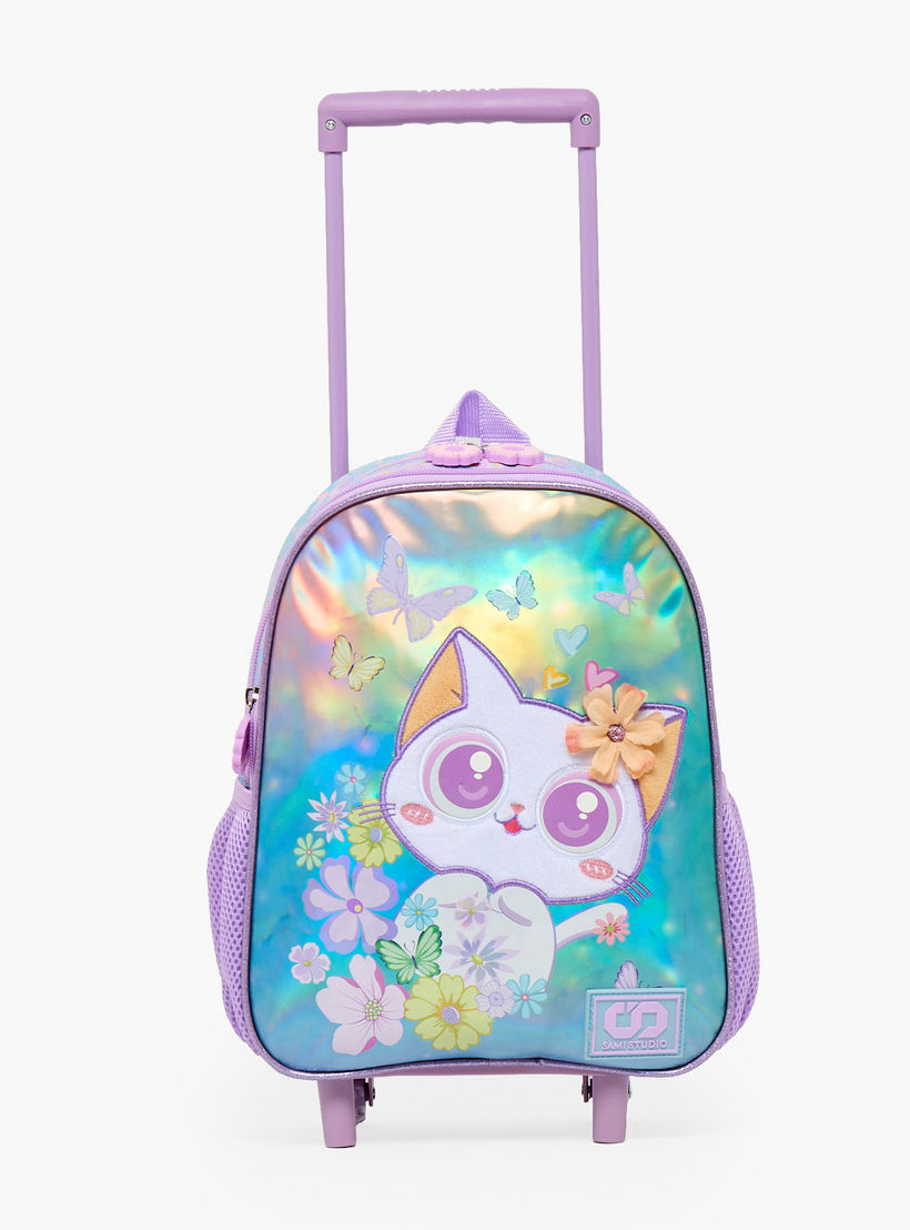 SAMI STUDIO Cat Print 3-Piece School Trolley Bag Set for Girls 2-5 Years with Lunch Bag - 12 inches-school-bagsandbackpacks-trolleybags-image-5
