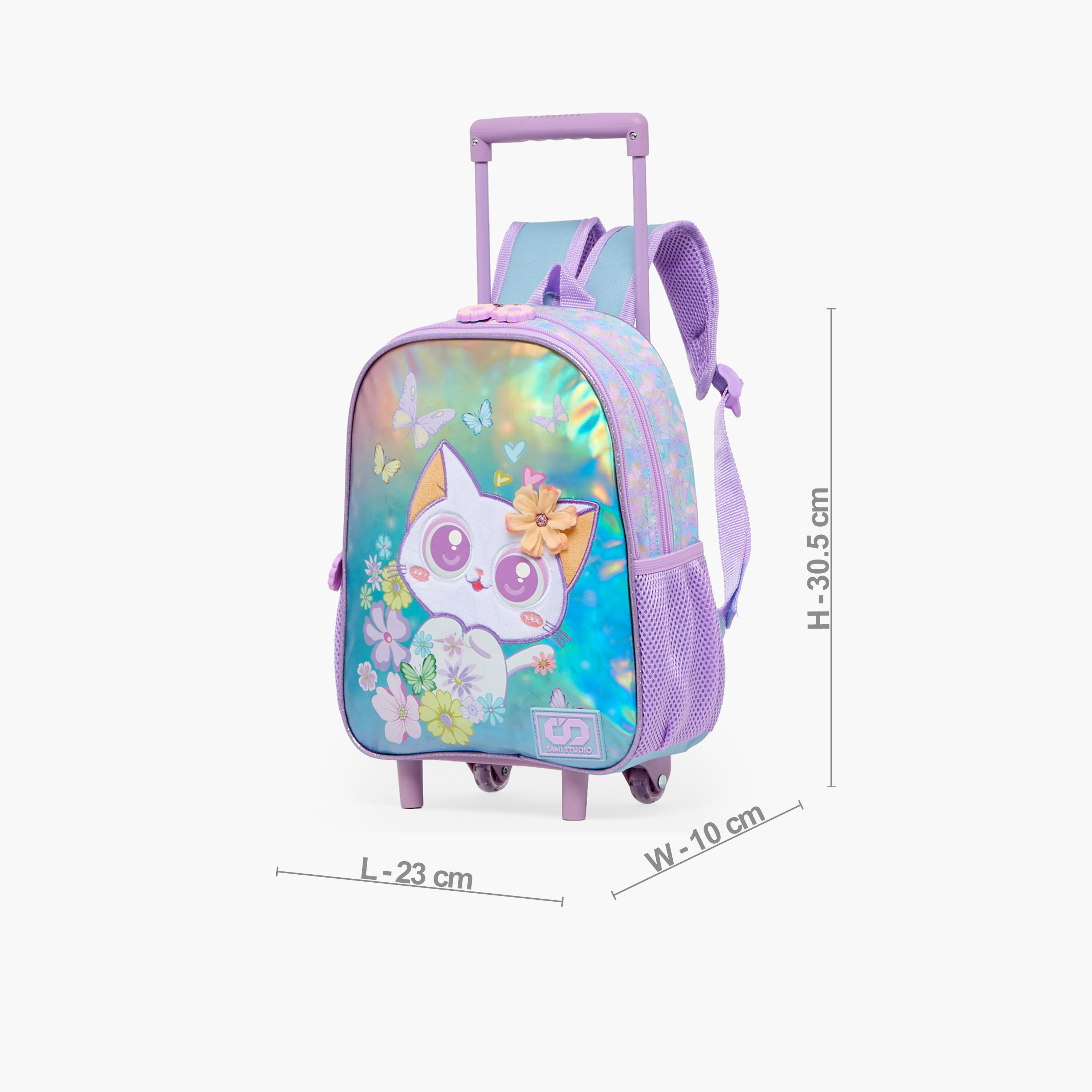 SAMI STUDIO Cat Print 3-Piece School Trolley Bag Set for Girls 2-5 Years with Lunch Bag - 12 inches-school-bagsandbackpacks-trolleybags-image-9