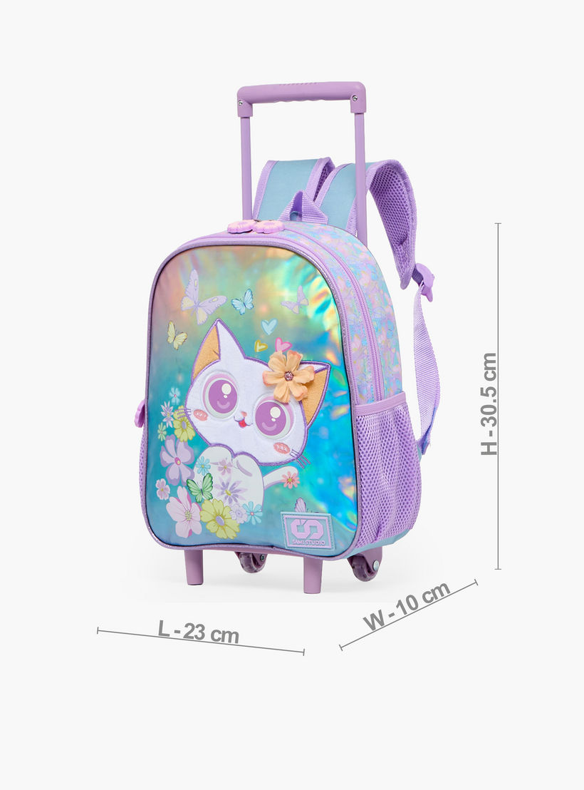 SAMI STUDIO Cat Print 3-Piece School Trolley Bag Set for Girls 2-5 Years with Lunch Bag - 12 inches-school-bagsandbackpacks-trolleybags-image-9