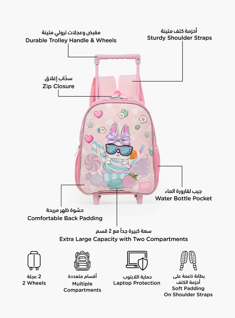 SAMI STUDIO Rabbit 3-Piece School Trolley Bag Set for Girls 2-5 Years with Lunch Bag - 12 inches-school-bagsandbackpacks-trolleybags-image-3