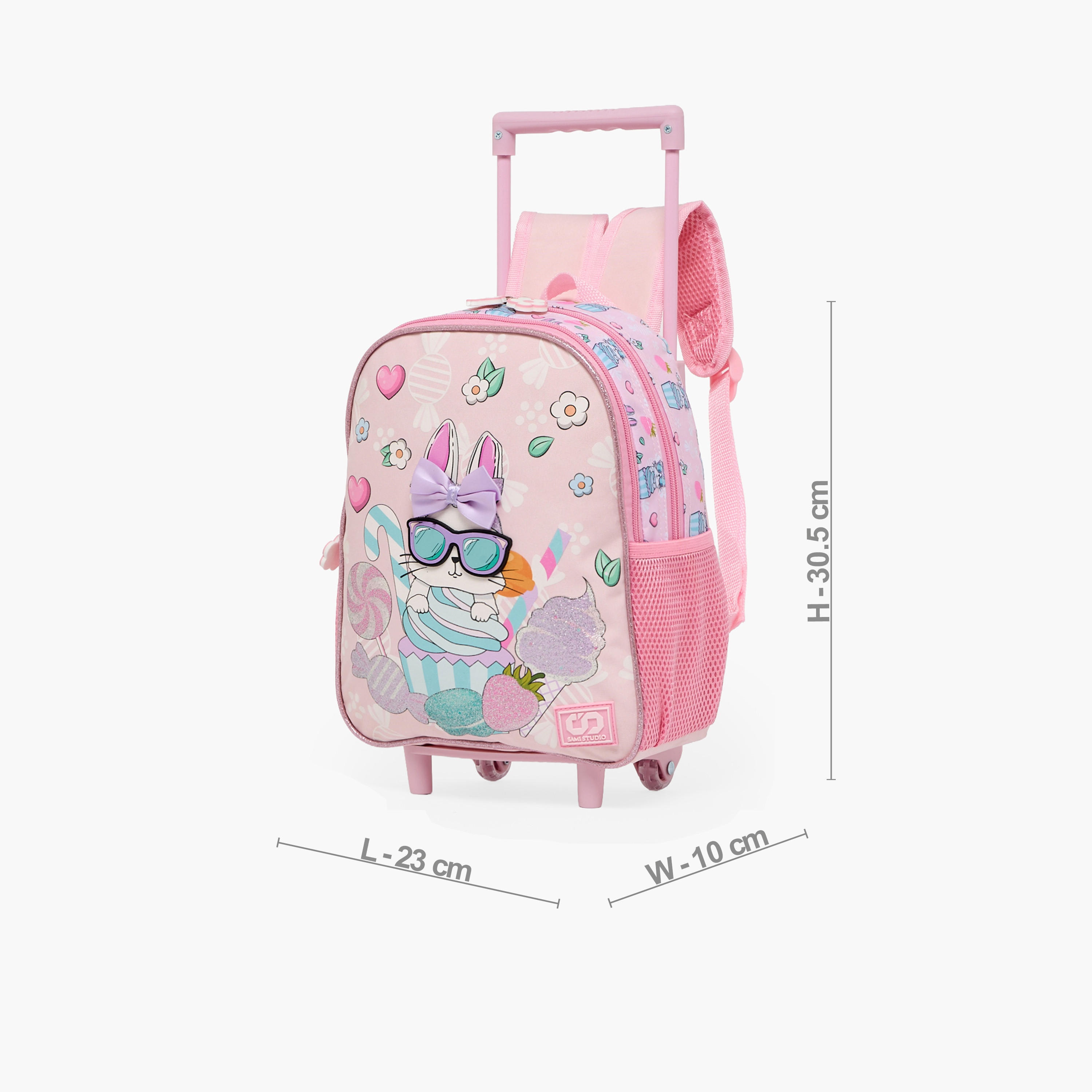 SAMI STUDIO Rabbit 3-Piece School Trolley Bag Set for Girls 2-5 Years with Lunch Bag - 12 inches-school-bagsandbackpacks-trolleybags-image-9