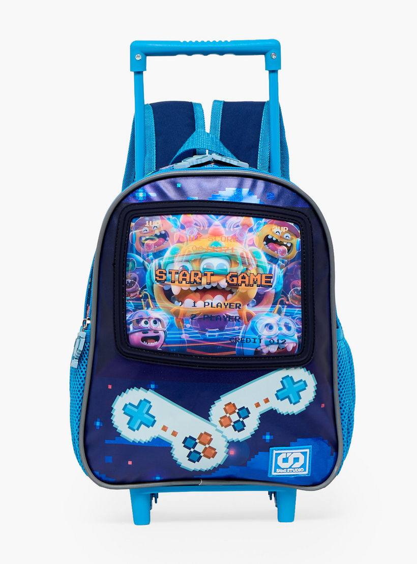 SAMI STUDIO Game Print 3-Piece School Trolley Bag Set for Boys 2-5 Years with Lunch Bag - 12 inches-school-bagsandbackpacks-trolleybags-image-4