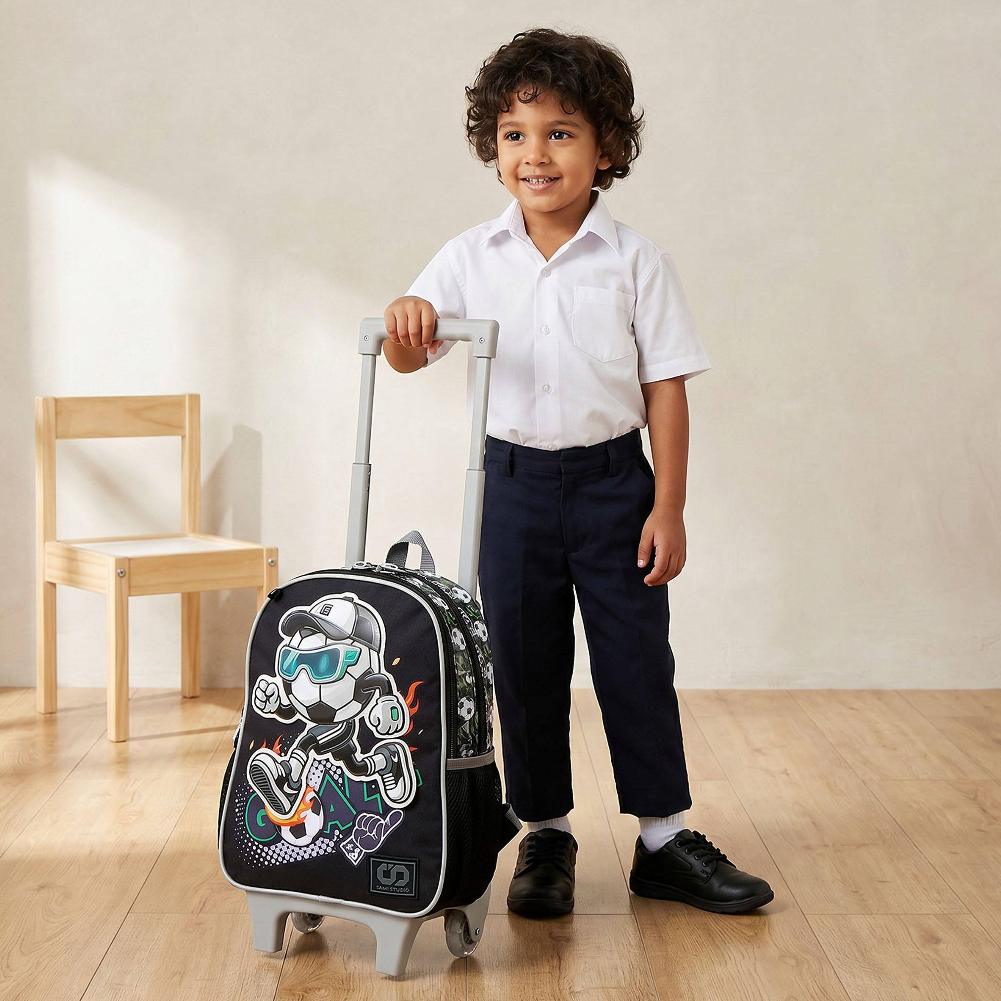 SAMI STUDIO Trolley Bag for Boys 5-8 Years with Adjustable Shoulder Straps - 12 inches-school-bagsandbackpacks-trolleybags-image-3