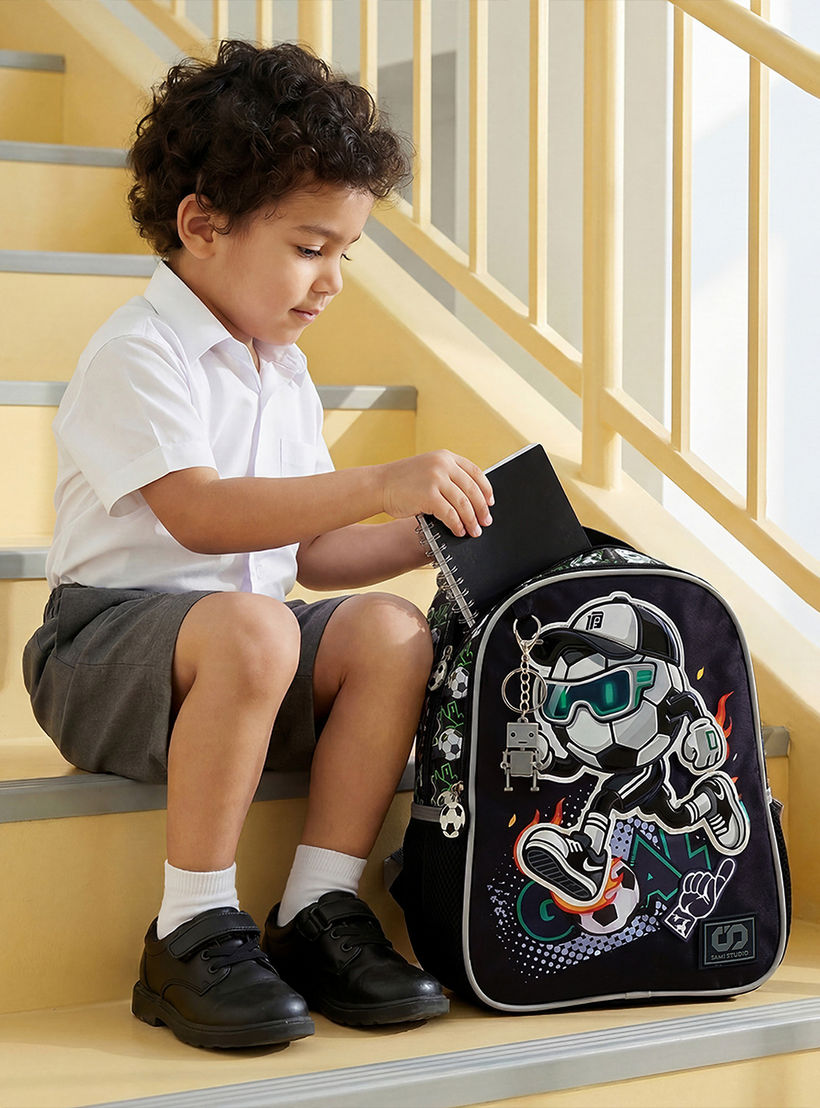 SAMI STUDIO Printed Backpack for Boys 5-8 Years with Adjustable Shoulder Straps - 12 inches-school-bagsandbackpacks-backpacks-image-3