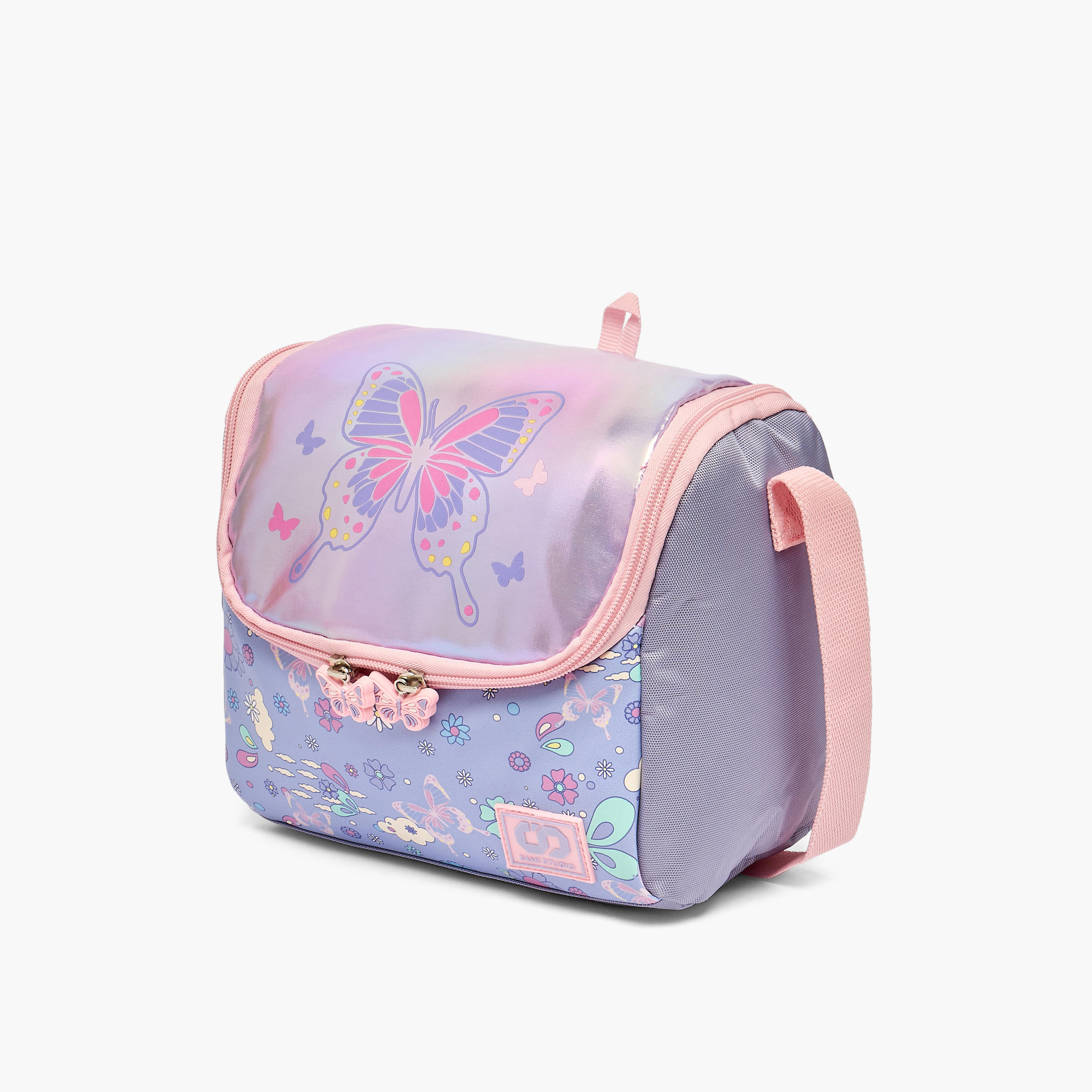 SAMI STUDIO Butterfly Print Lunch Bag for Girls 5-8 Years with Adjustable Strap-school-lunchessentials-lunchbags-image-3