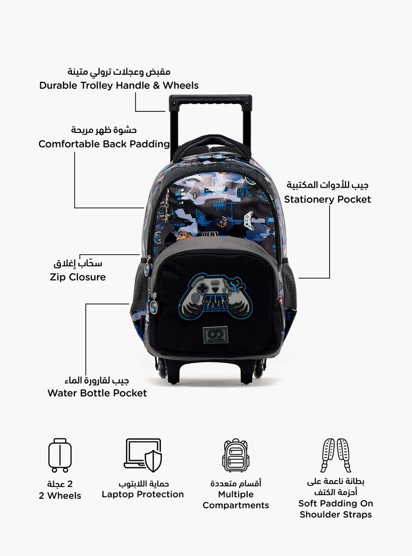 SAMI STUDIO Game Print Trolley Bag for Boys 8-12 Years with Zip Closure - 17 inches-school-bagsandbackpacks-trolleybags-image-2