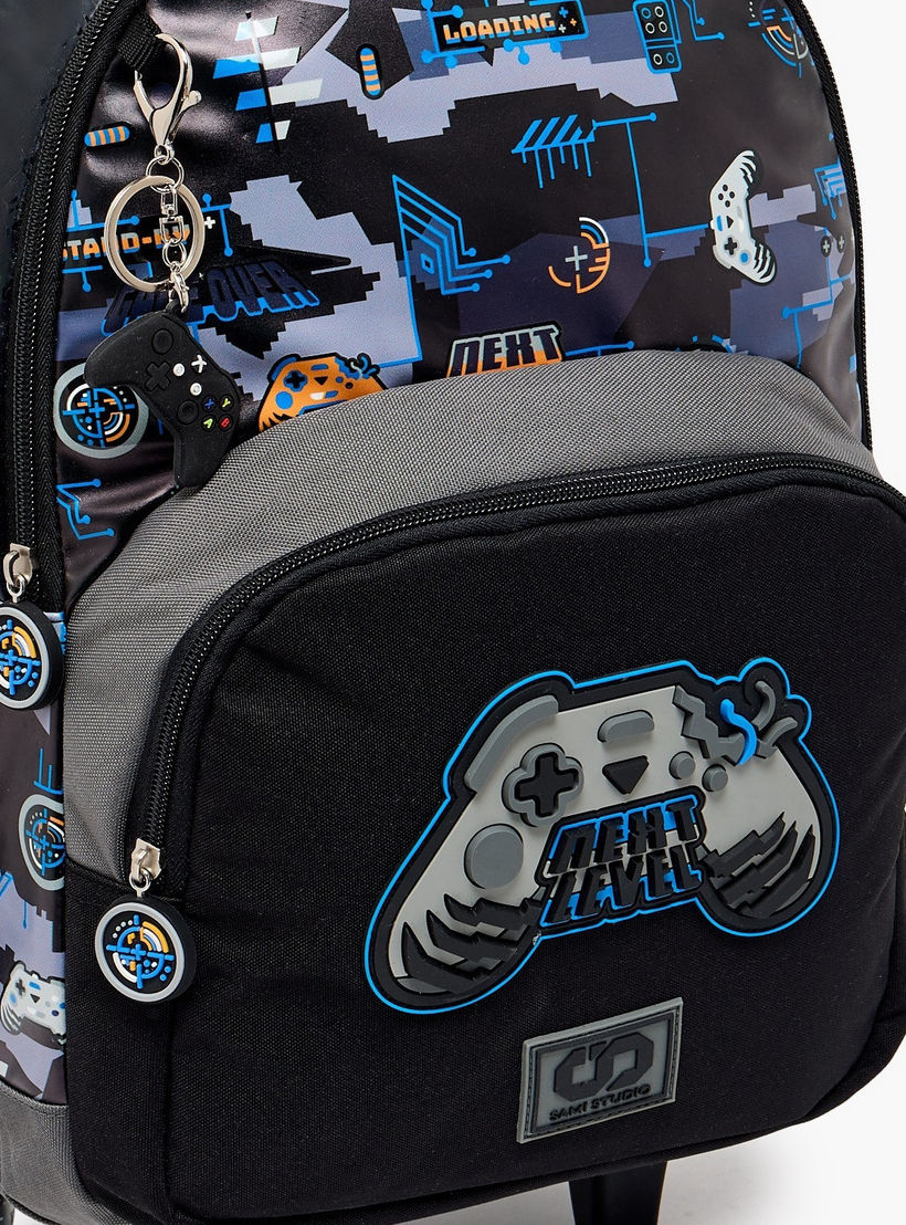 SAMI STUDIO Game Print Trolley Bag for Boys 8-12 Years with Zip Closure - 17 inches-school-bagsandbackpacks-trolleybags-image-5