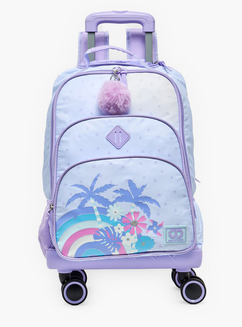 SAMI STUDIO Tropical Print Trolley Bag for Girls 8-13 Years with Retractable Handle - 18 inches-school-bagsandbackpacks-trolleybags-image-1