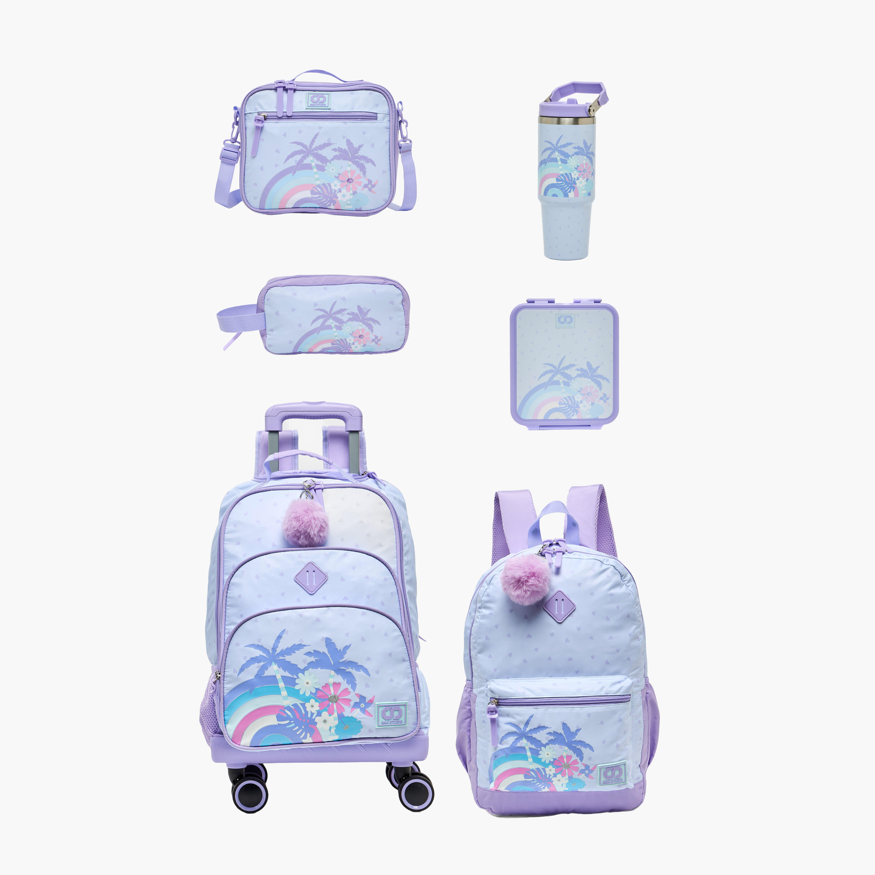 SAMI STUDIO Tropical Print Trolley Bag for Girls 8-13 Years with Retractable Handle - 18 inches-school-bagsandbackpacks-trolleybags-image-16