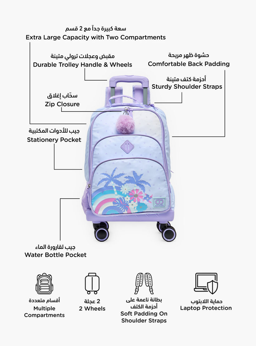 SAMI STUDIO Tropical Print Trolley Bag for Girls 8-13 Years with Retractable Handle - 18 inches-school-bagsandbackpacks-trolleybags-image-2