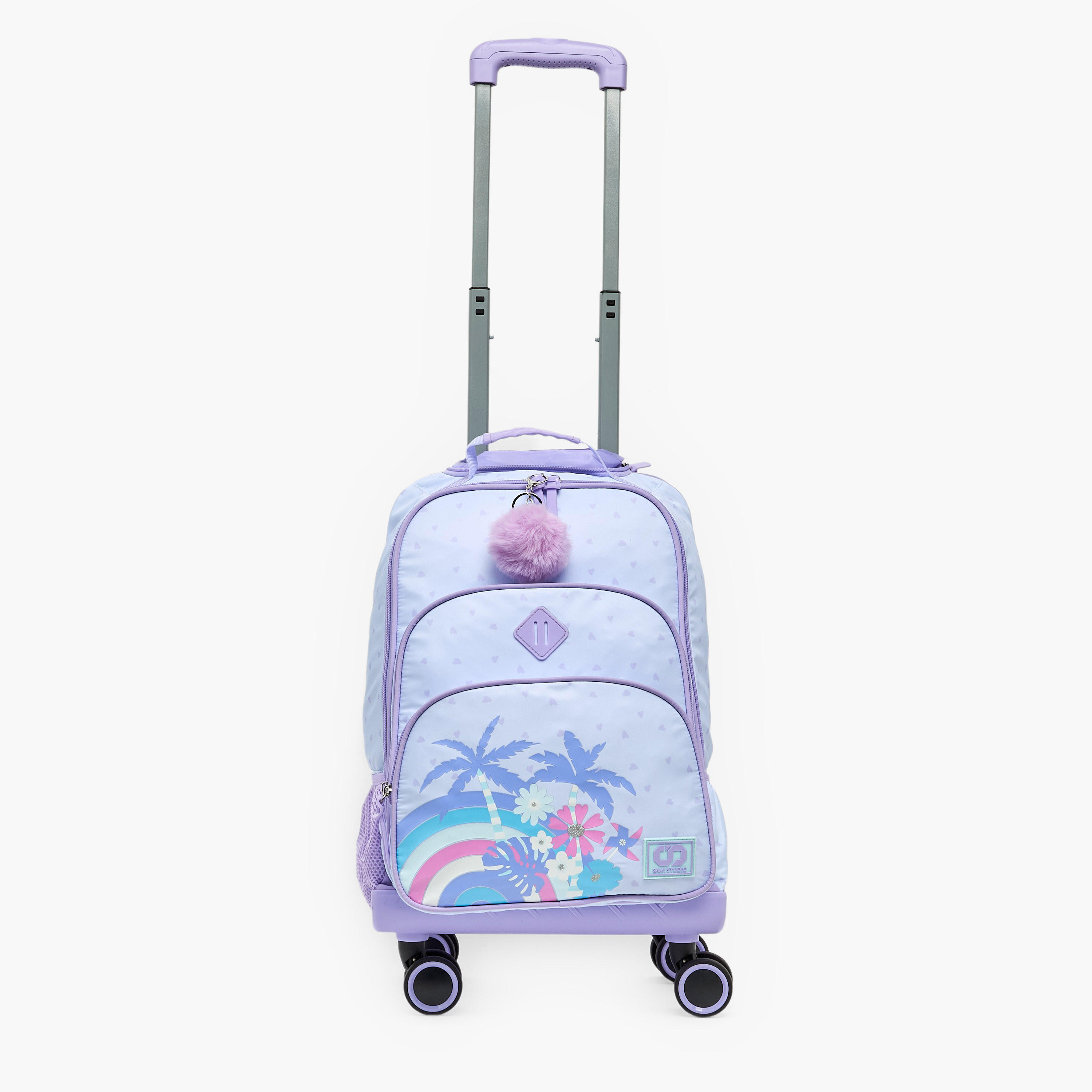 SAMI STUDIO Tropical Print Trolley Bag for Girls 8-13 Years with Retractable Handle - 18 inches-school-bagsandbackpacks-trolleybags-image-4