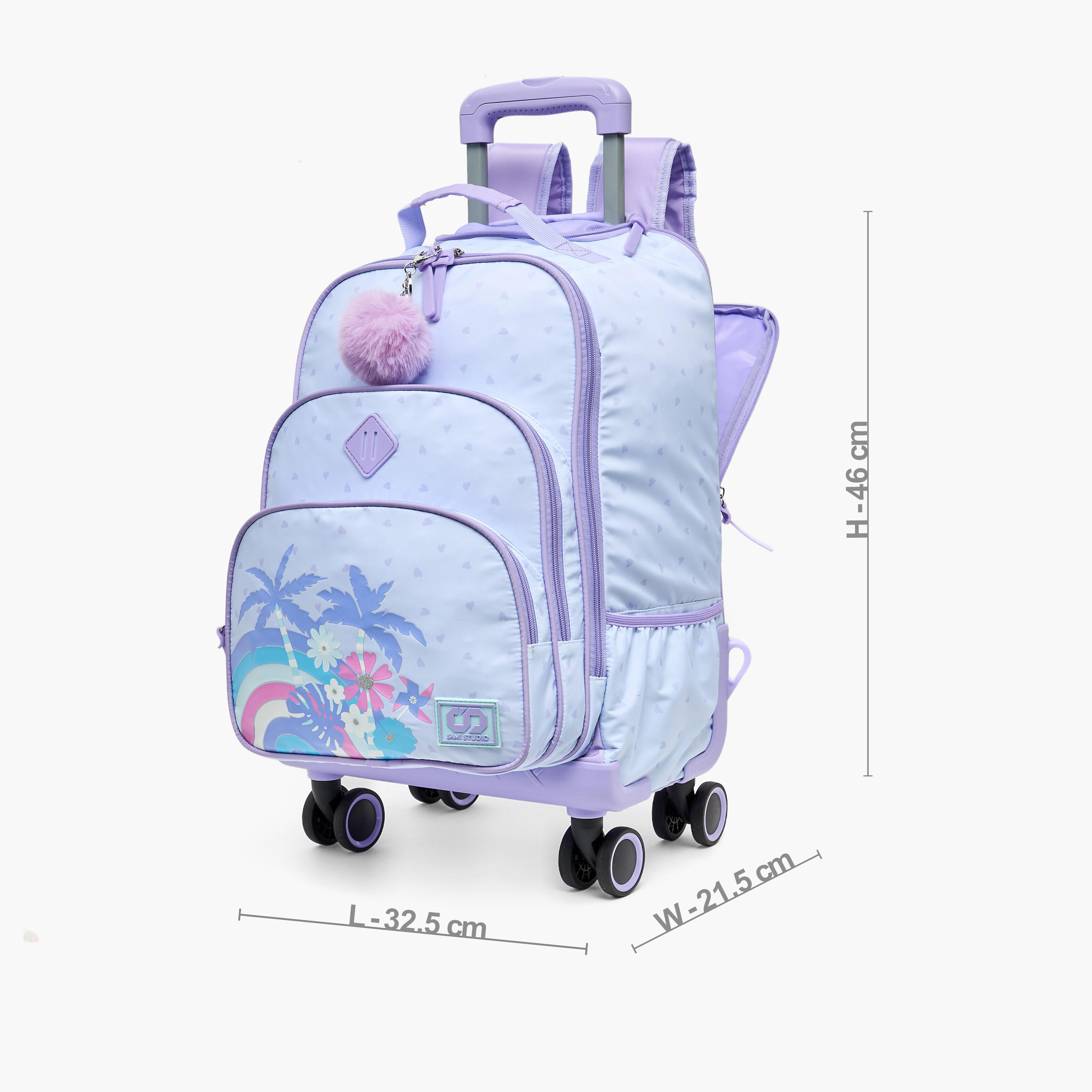 SAMI STUDIO Tropical Print Trolley Bag for Girls 8-13 Years with Retractable Handle - 18 inches-school-bagsandbackpacks-trolleybags-image-7