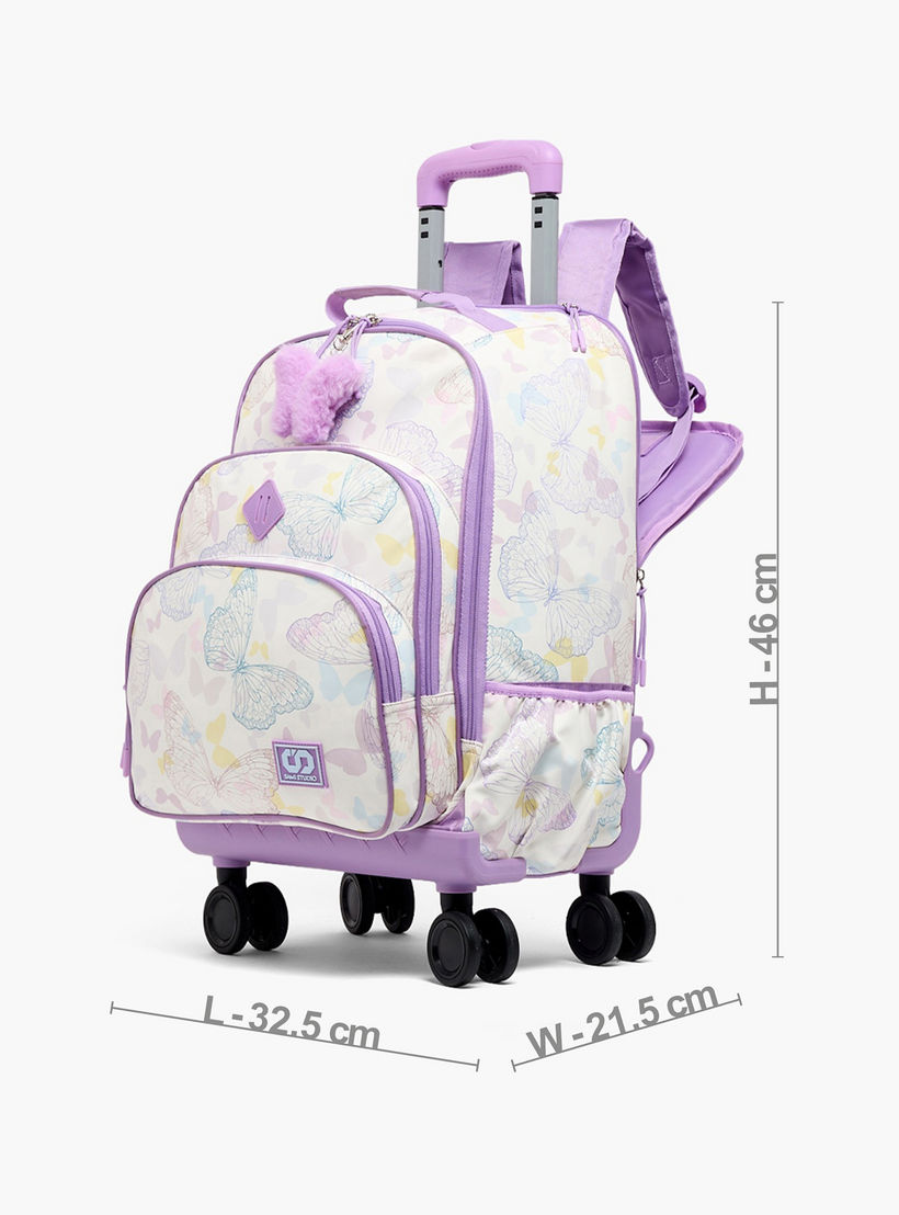 SAMI STUDIO Butterfly Print Trolley Bag for Girls 8-13 Years with Padded Straps -18 inches-school-bagsandbackpacks-trolleybags-image-10