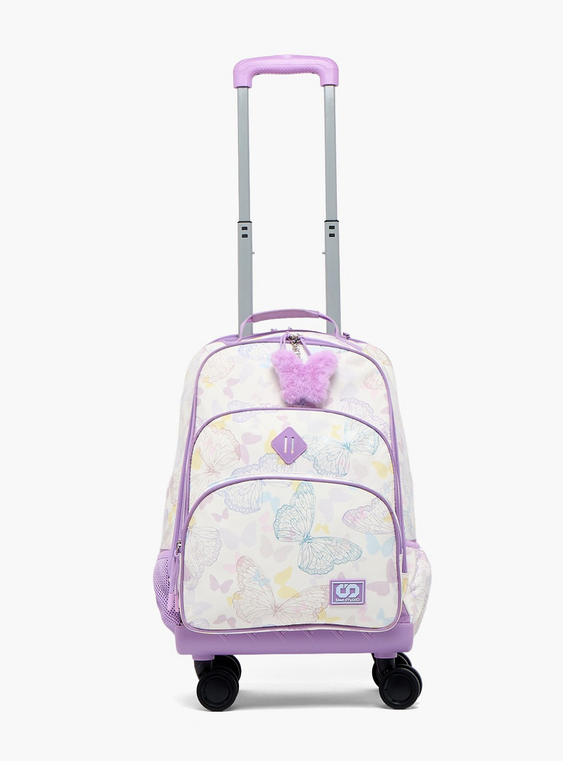 SAMI STUDIO Butterfly Print Trolley Bag for Girls 8-13 Years with Padded Straps -18 inches-school-bagsandbackpacks-trolleybags-image-5