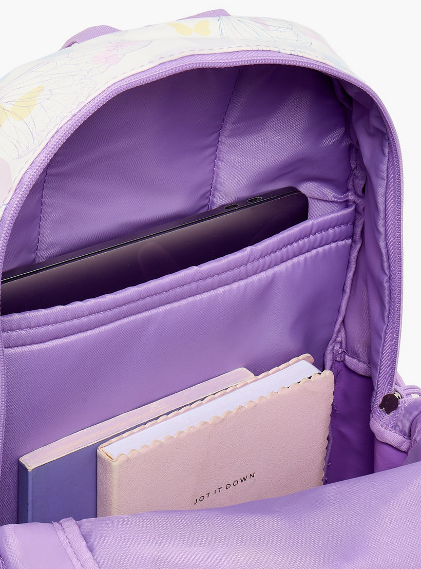 شنطة مدرسية بطبعات فراشات وحمالات كتف مبطنة للبنات 8-13 سنوات من سامي ستديو - 17 بوصة-school-bagsandbackpacks-backpacks-image-6