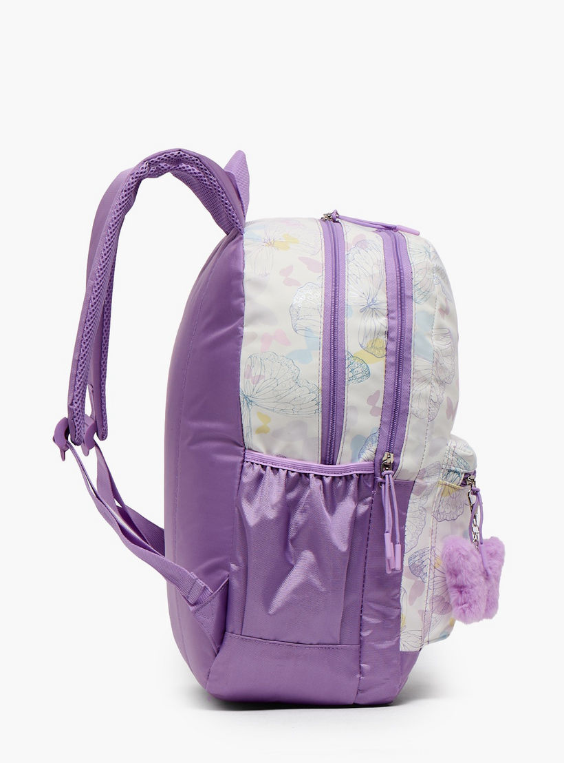 شنطة مدرسية بطبعات فراشات وحمالات كتف مبطنة للبنات 8-13 سنوات من سامي ستديو - 17 بوصة-school-bagsandbackpacks-backpacks-image-8