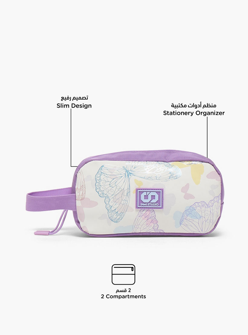 SAMI STUDIO Butterfly Print Pencil Pouch with Zip Closure-school-stationery-pencilcases-image-2