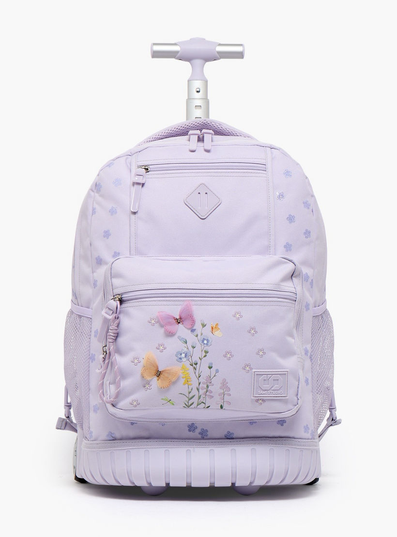 SAMI STUDIO Floral Print Trolley Bag for Girls 8-13 Years with Zip Closure - 17 inches-school-bagsandbackpacks-trolleybags-image-1