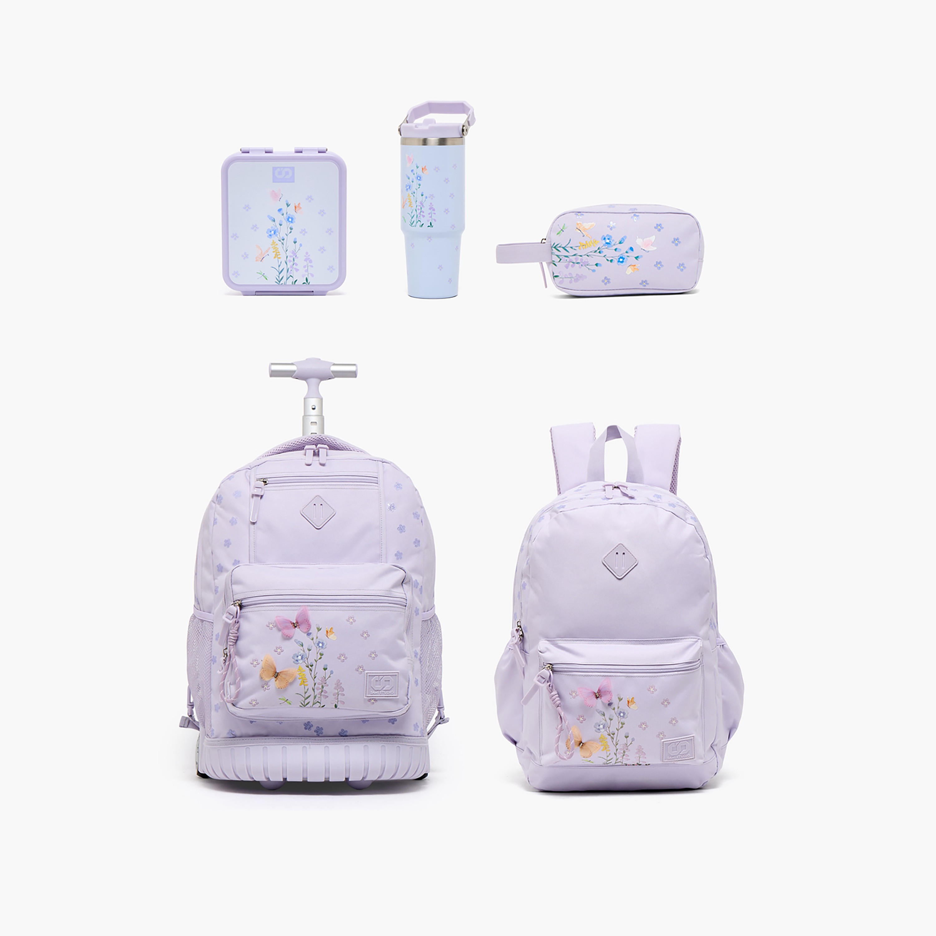 SAMI STUDIO Floral Print Trolley Bag for Girls 8-13 Years with Zip Closure - 17 inches-school-bagsandbackpacks-trolleybags-image-12