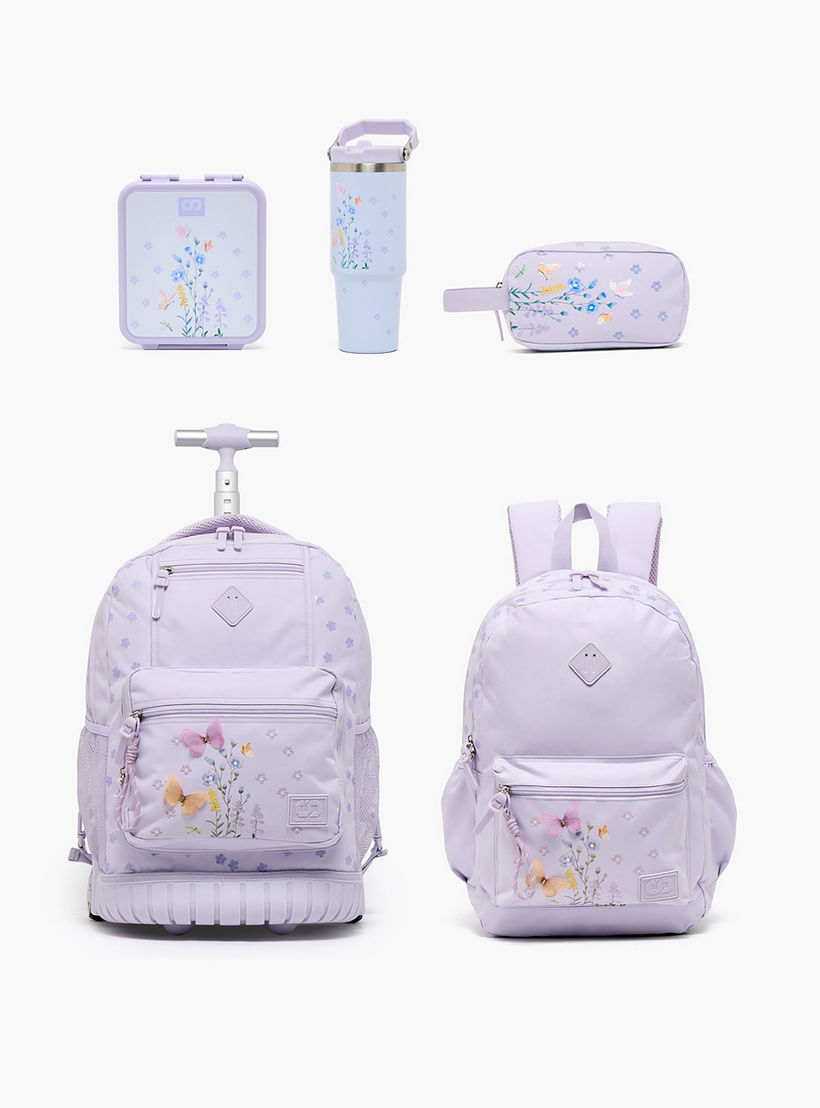 SAMI STUDIO Floral Print Trolley Bag for Girls 8-13 Years with Zip Closure - 17 inches-school-bagsandbackpacks-trolleybags-image-12