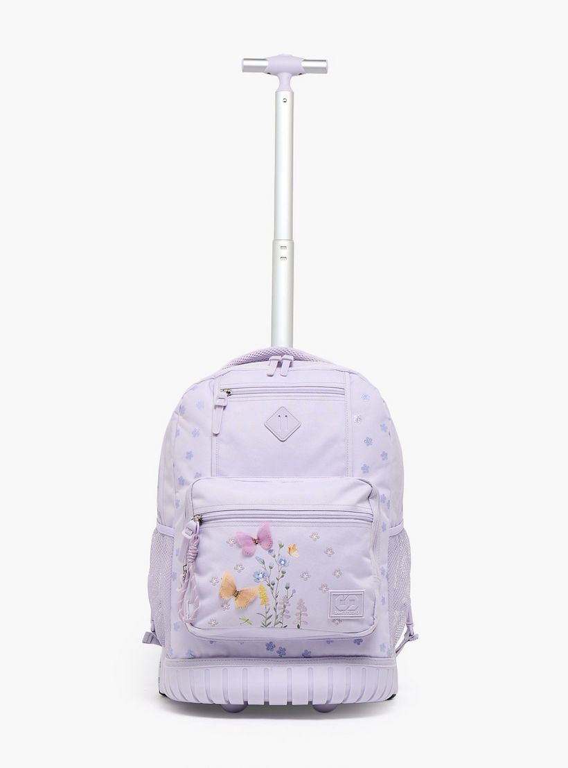 SAMI STUDIO Floral Print Trolley Bag for Girls 8-13 Years with Zip Closure - 17 inches-school-bagsandbackpacks-trolleybags-image-3
