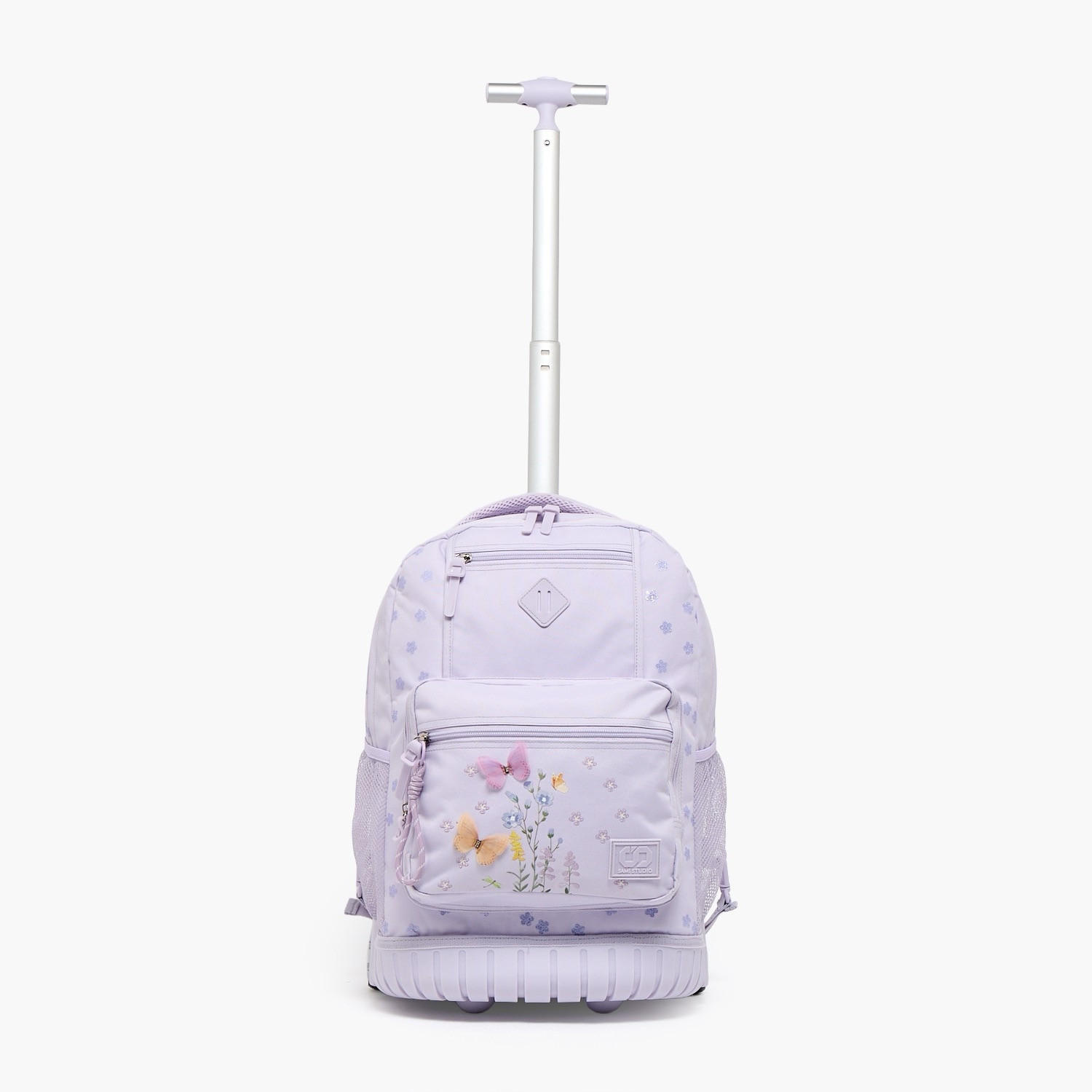 شنطة ترولي بسحاب إغلاق للبنات 8 -13 سنة وبطبعات زهرية من سامي ستوديو - 17 بوصة-school-bagsandbackpacks-trolleybags-image-4