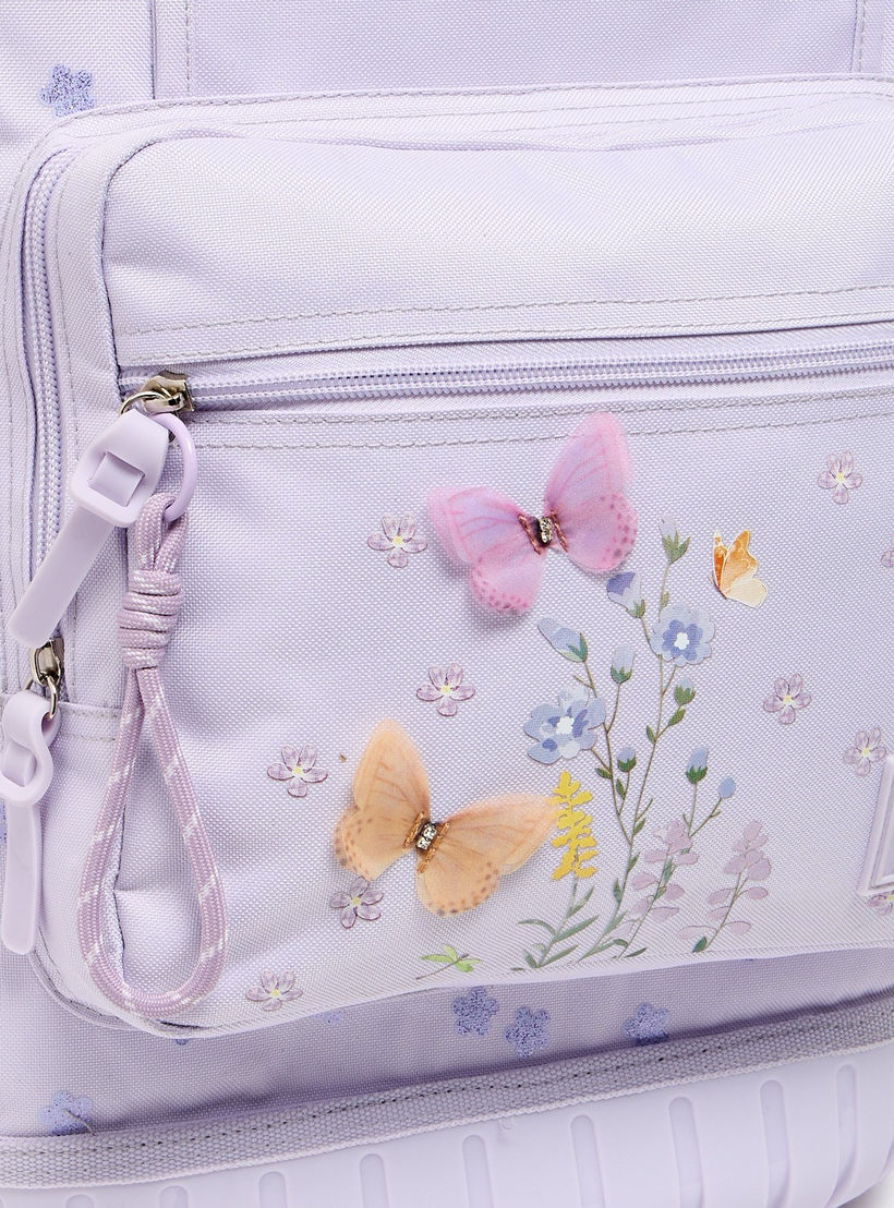 SAMI STUDIO Floral Print Trolley Bag for Girls 8-13 Years with Zip Closure - 17 inches-school-bagsandbackpacks-trolleybags-image-5