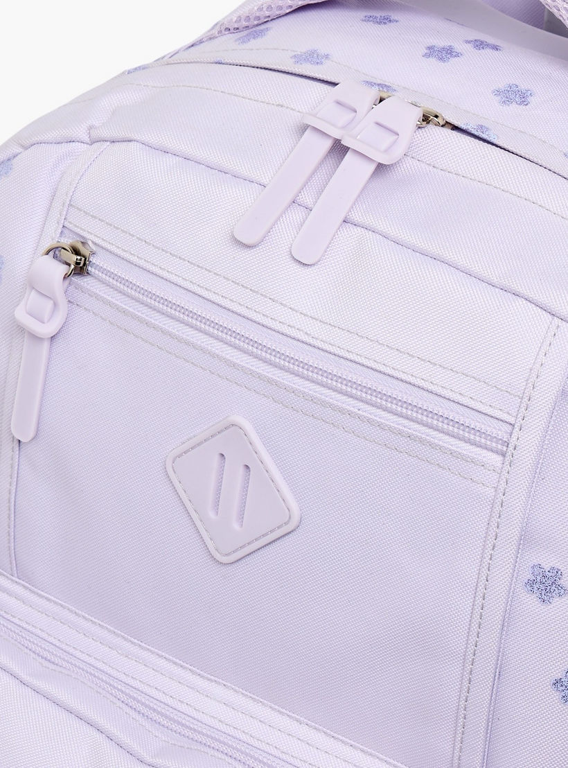 شنطة ترولي بسحاب إغلاق للبنات 8 -13 سنة وبطبعات زهرية من سامي ستوديو - 17 بوصة-school-bagsandbackpacks-trolleybags-image-5