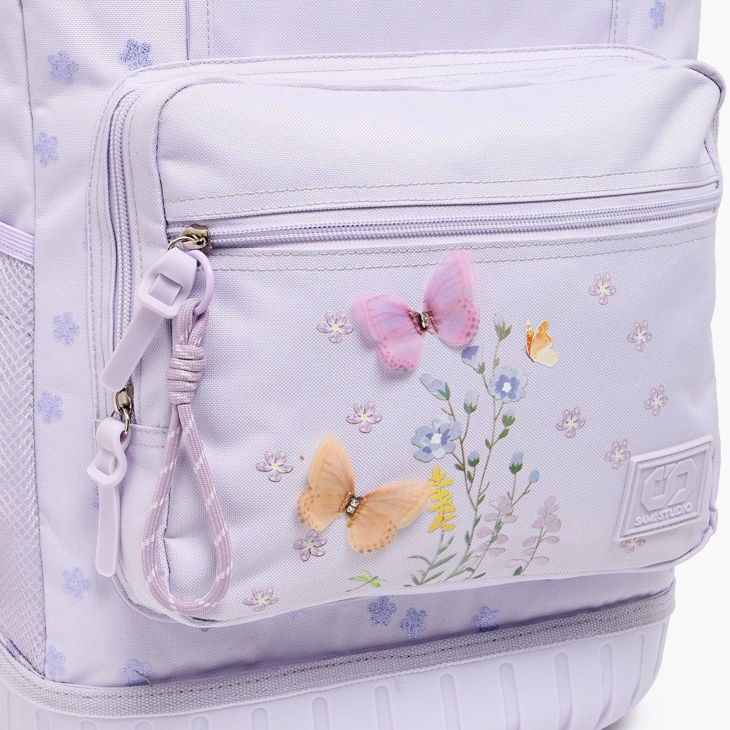 شنطة ترولي بسحاب إغلاق للبنات 8 -13 سنة وبطبعات زهرية من سامي ستوديو - 17 بوصة-school-bagsandbackpacks-trolleybags-image-6