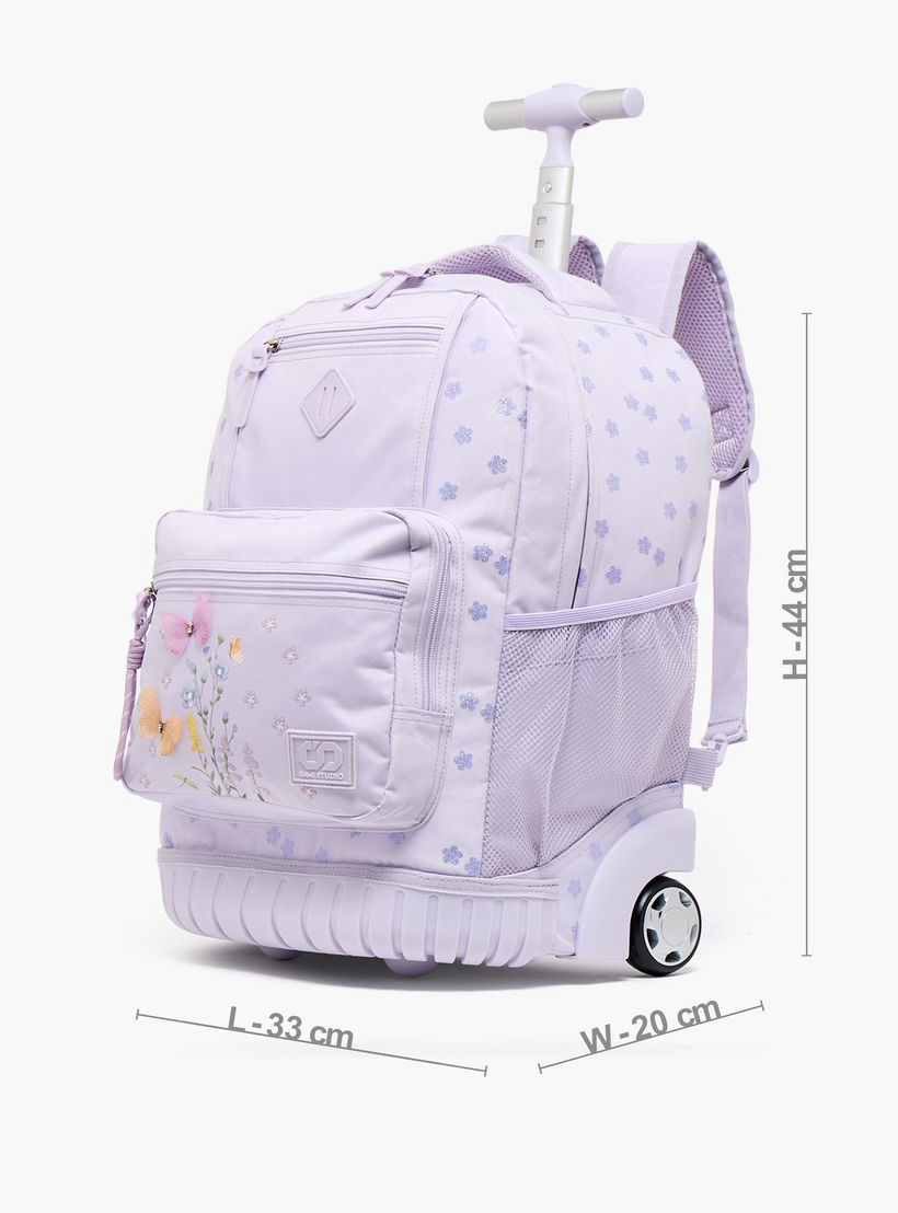 SAMI STUDIO Floral Print Trolley Bag for Girls 8-13 Years with Zip Closure - 17 inches-school-bagsandbackpacks-trolleybags-image-7