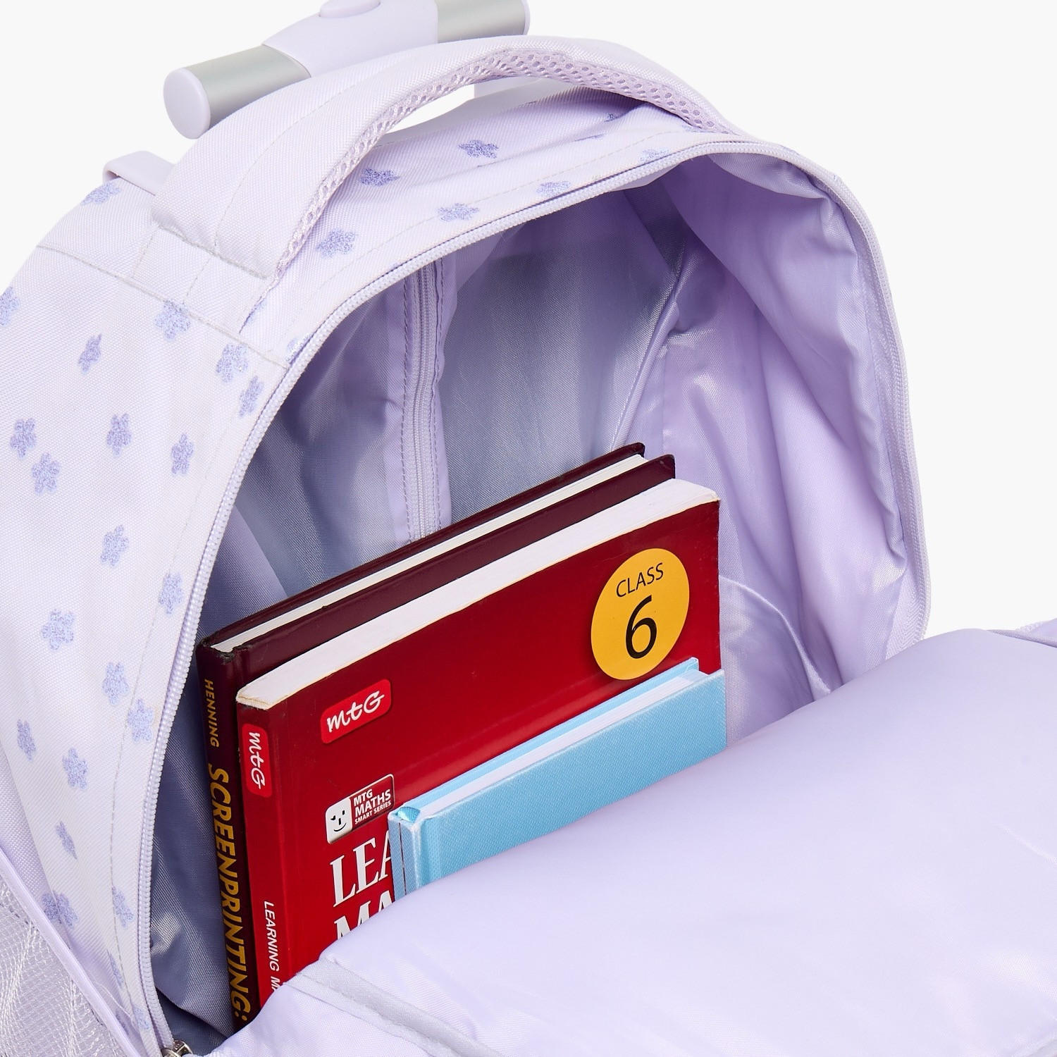 شنطة ترولي بسحاب إغلاق للبنات 8 -13 سنة وبطبعات زهرية من سامي ستوديو - 17 بوصة-school-bagsandbackpacks-trolleybags-image-7