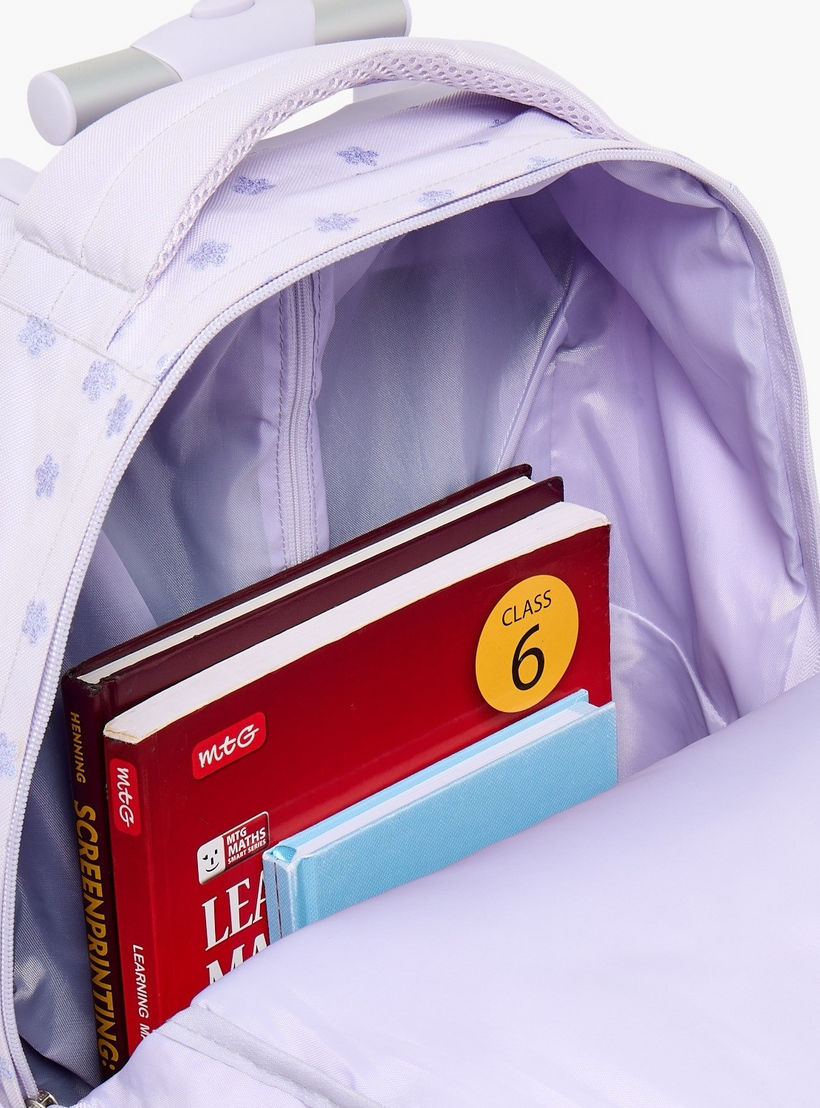 شنطة ترولي بسحاب إغلاق للبنات 8 -13 سنة وبطبعات زهرية من سامي ستوديو - 17 بوصة-school-bagsandbackpacks-trolleybags-image-7
