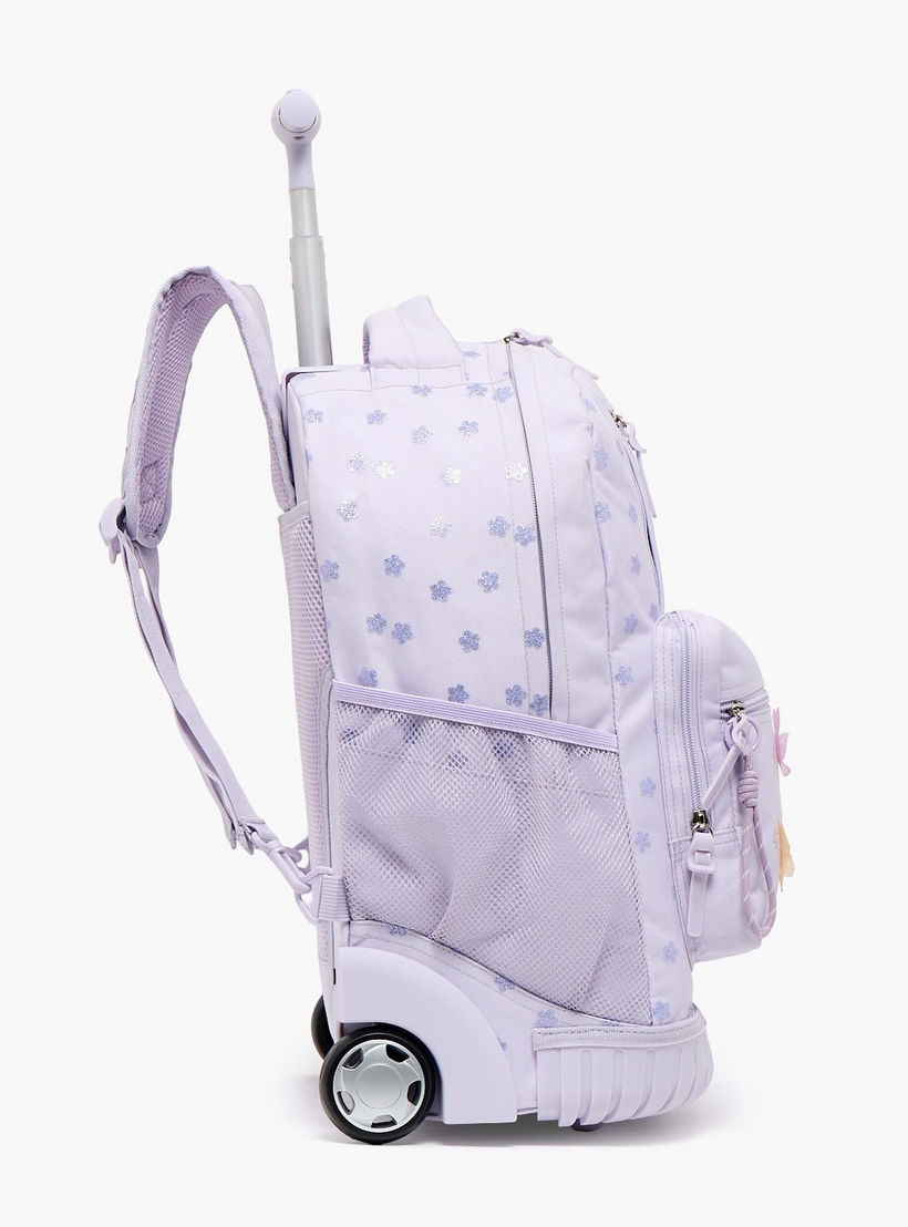 شنطة ترولي بسحاب إغلاق للبنات 8 -13 سنة وبطبعات زهرية من سامي ستوديو - 17 بوصة-school-bagsandbackpacks-trolleybags-image-9