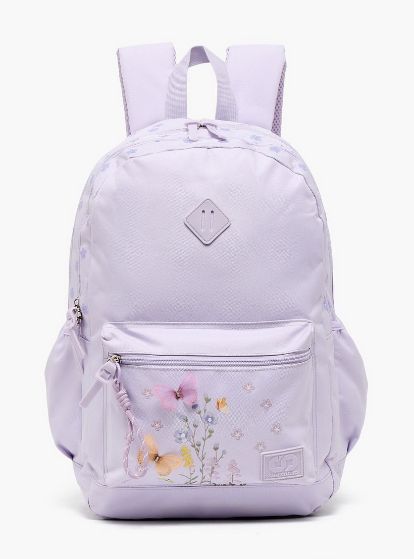 SAMI STUDIO Floral Print Backpack for Girls 8-13 Years with Zip Closure - 17 inches-school-bagsandbackpacks-backpacks-image-1