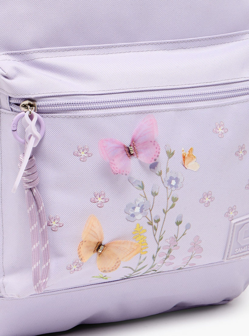 SAMI STUDIO Floral Print Backpack for Girls 8-13 Years with Zip Closure - 17 inches-school-bagsandbackpacks-backpacks-image-4