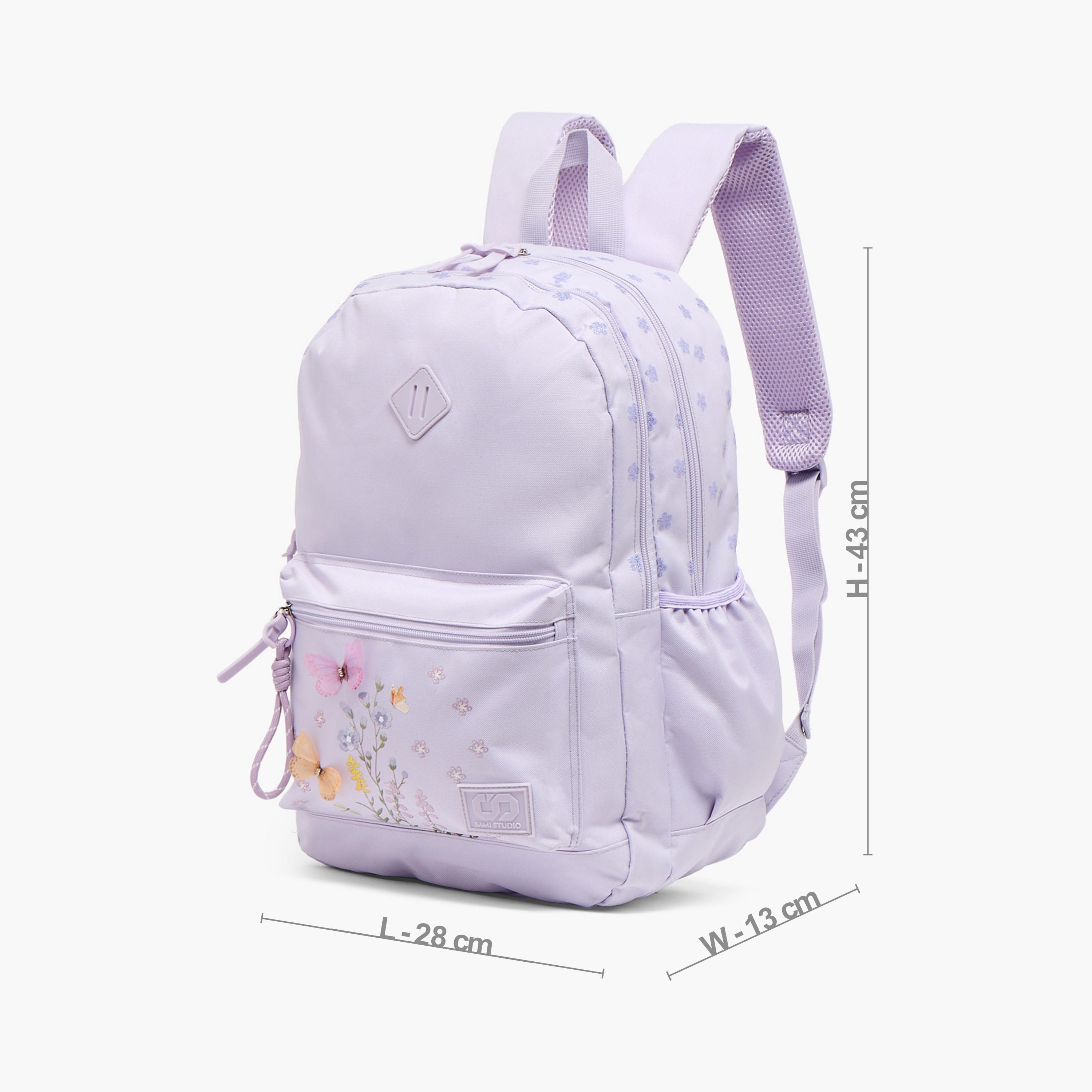 SAMI STUDIO Floral Print Backpack for Girls 8-13 Years with Zip Closure - 17 inches-school-bagsandbackpacks-backpacks-image-7