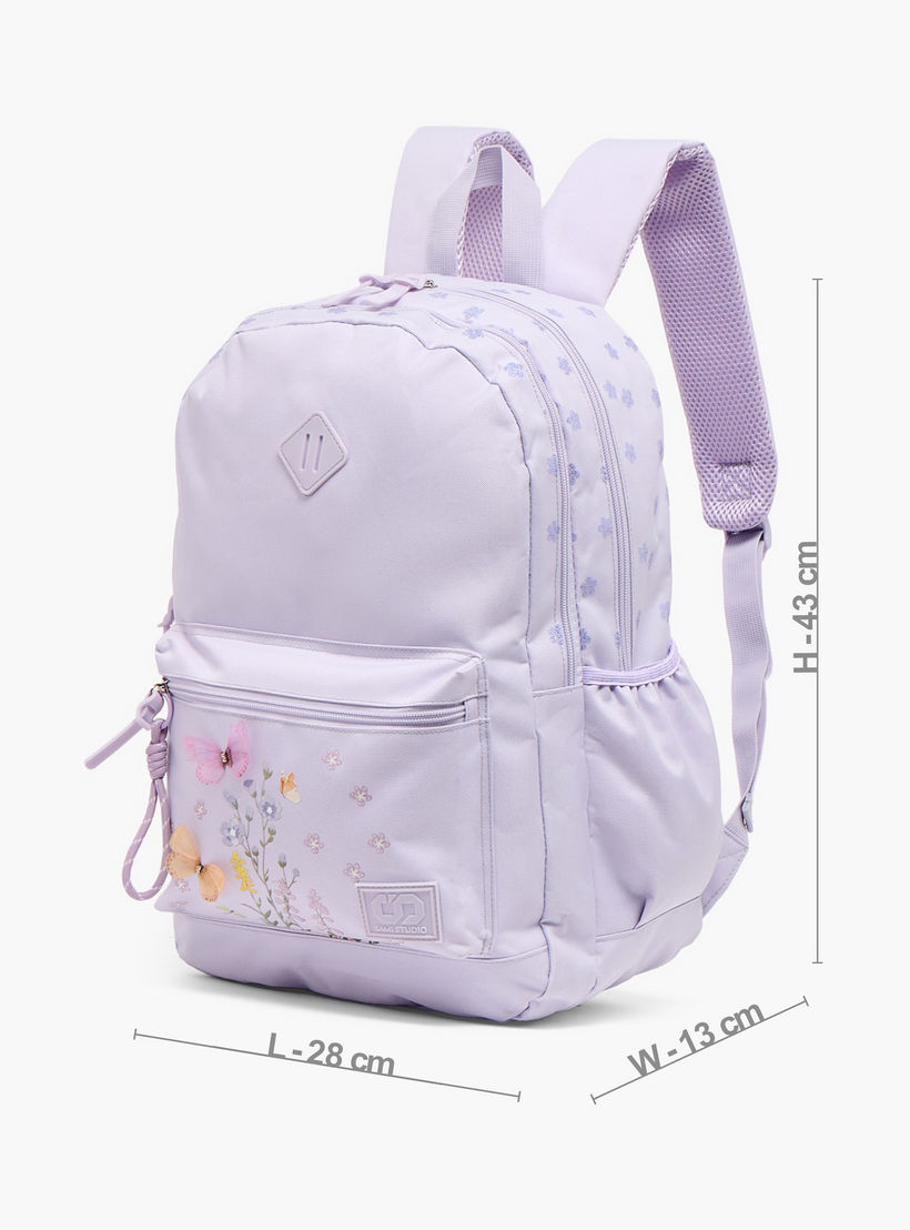 SAMI STUDIO Floral Print Backpack for Girls 8-13 Years with Zip Closure - 17 inches-school-bagsandbackpacks-backpacks-image-7